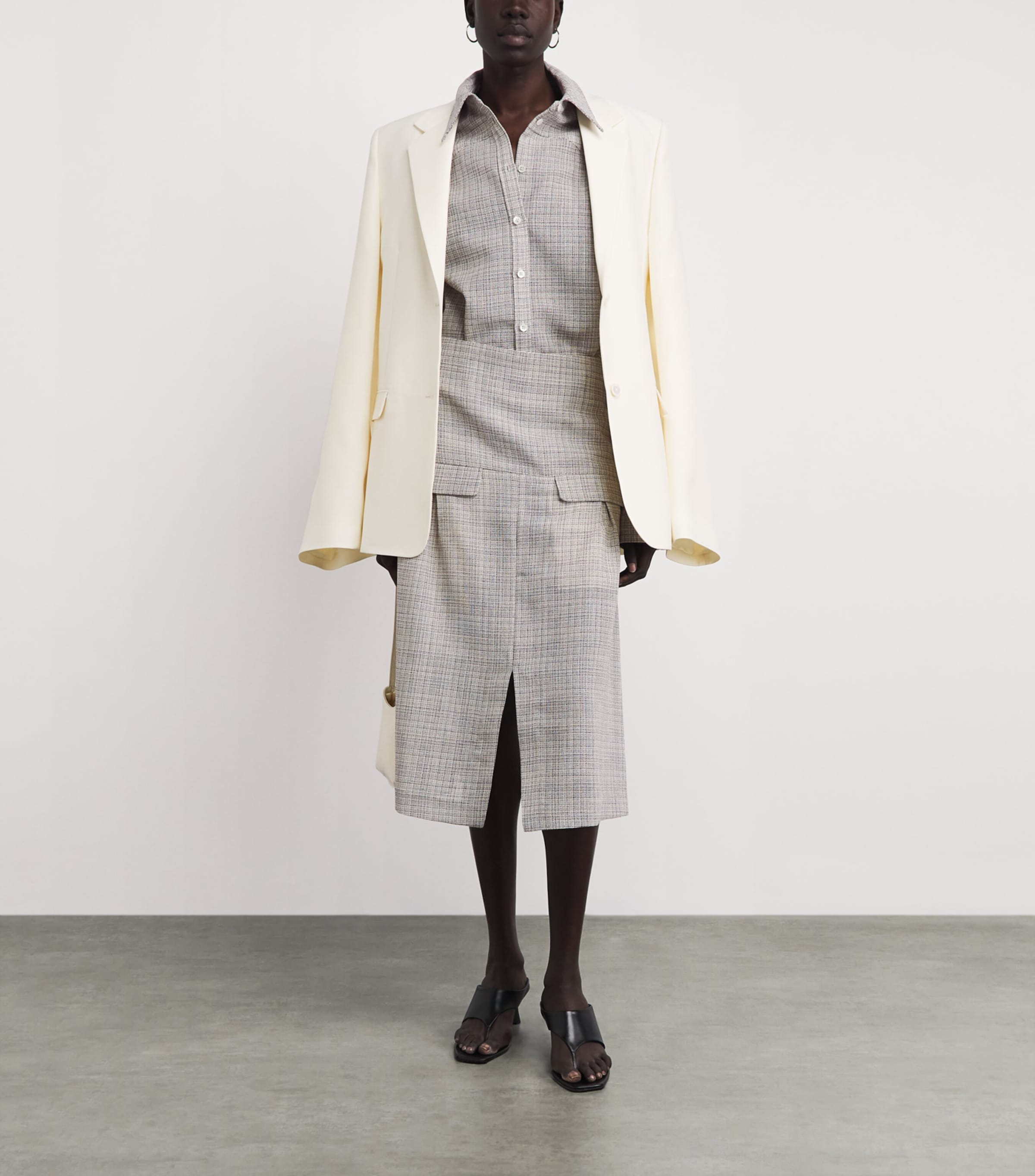 BITE Studios Womens Wool Shield Shirt Off White/navy Image 2