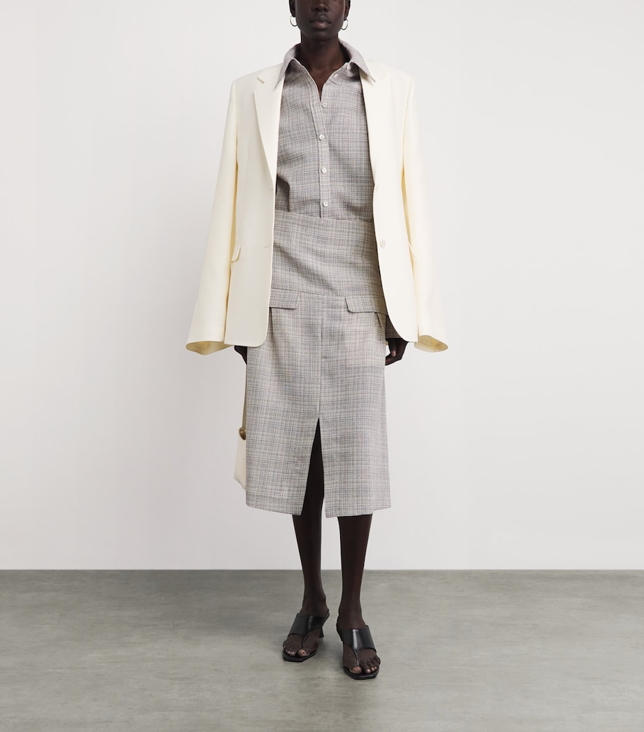 BITE Studios Womens Wool Shield Shirt Off White/navy Image 2