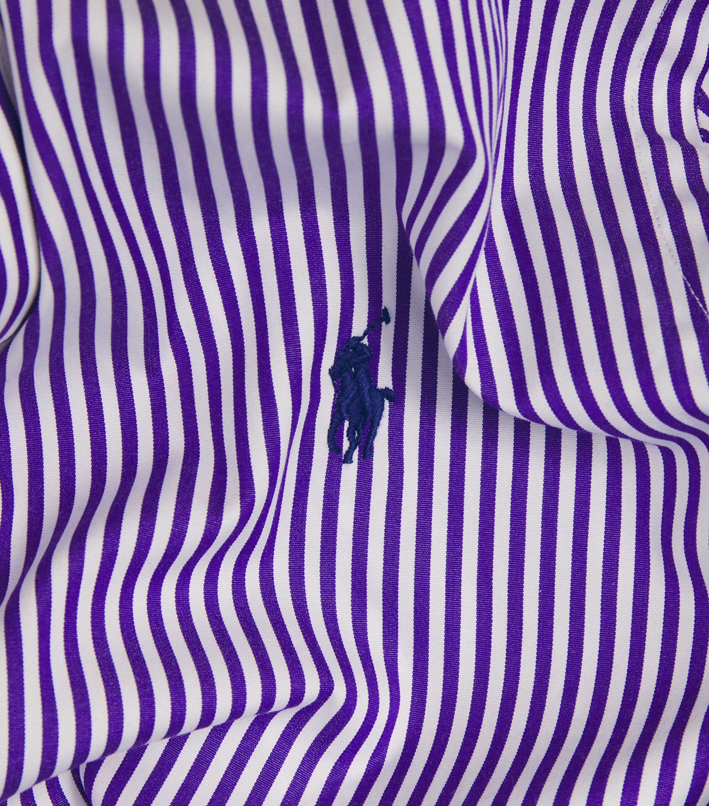 Polo Ralph Lauren Mens Cotton Poplin Custom Fit Stripe Shirt Wht Cbana Prpl Image 6