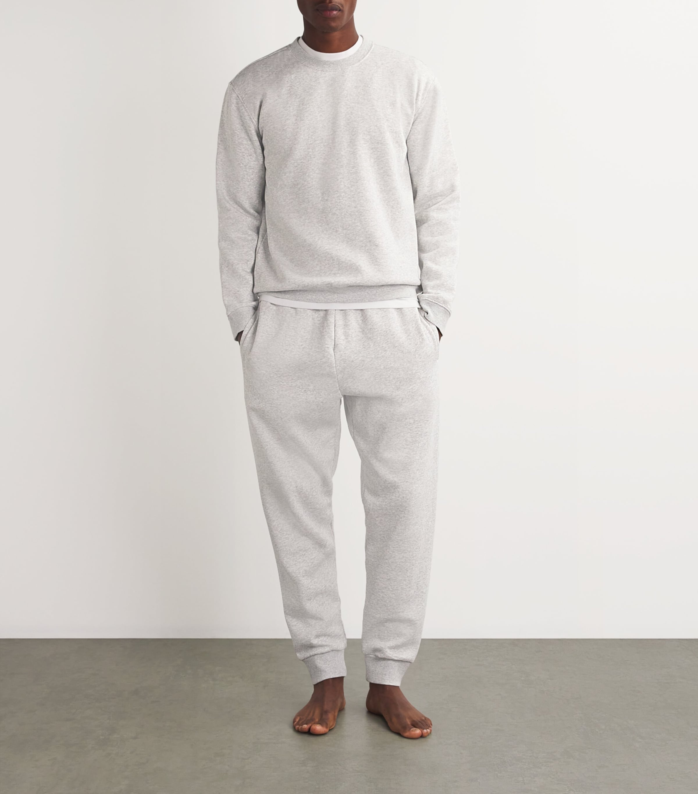 Fleece Lounge Crew-Neck Sweatshirt LIGHT HEATHER GREY Image 2