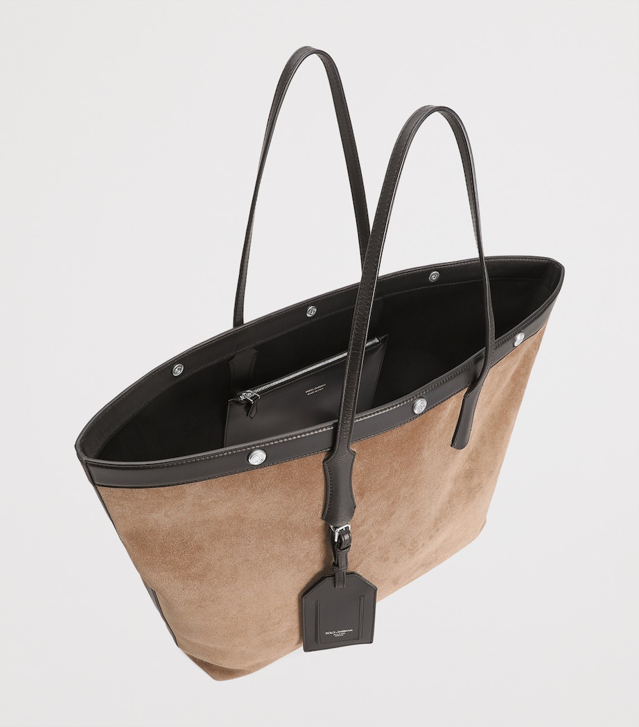 Suede Atene Tote Bag 8M067-NUT/BLACK Image 3