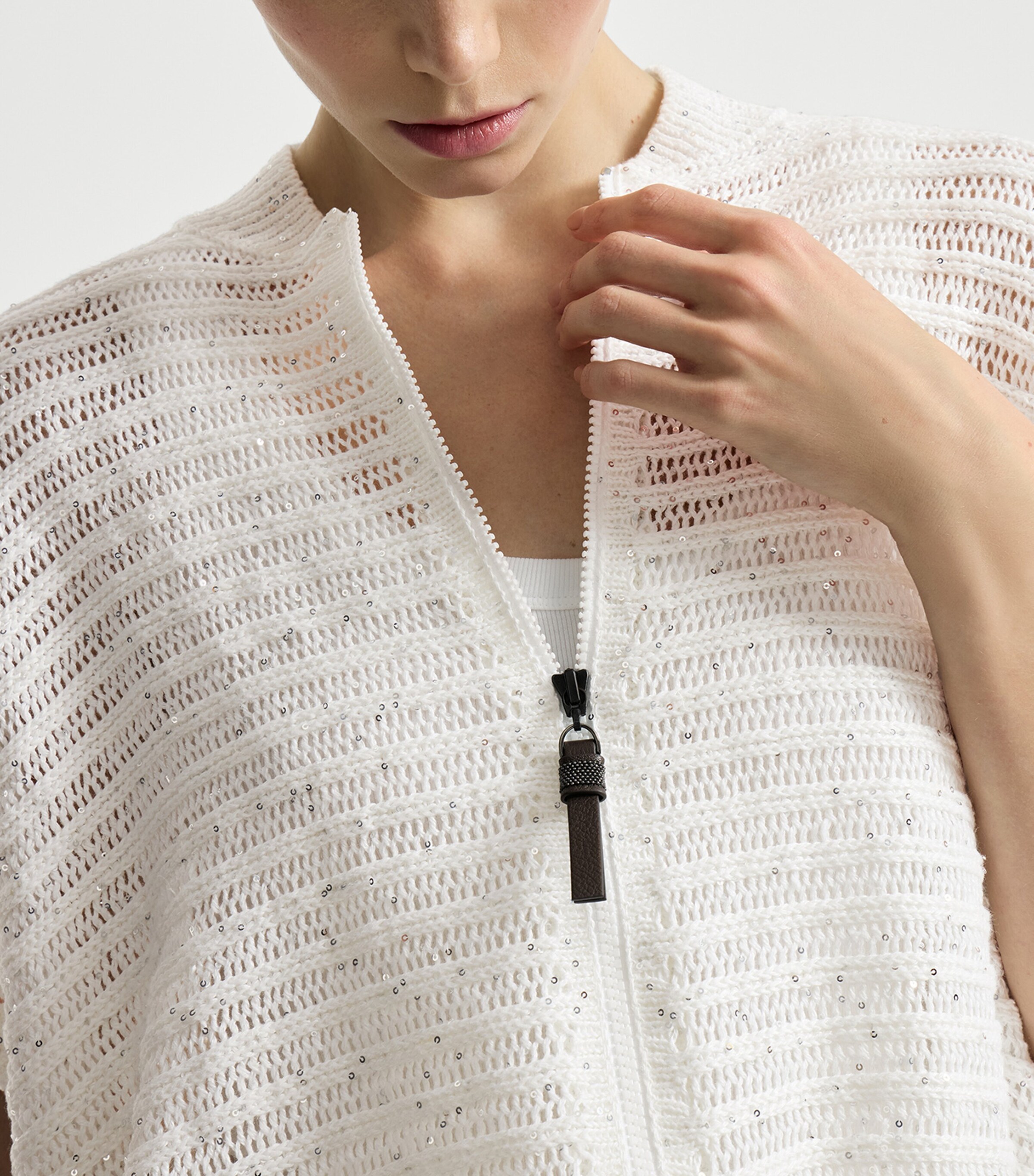 Brunello Cucinelli Womens Linen-Blend Cardigan Vest Image 6