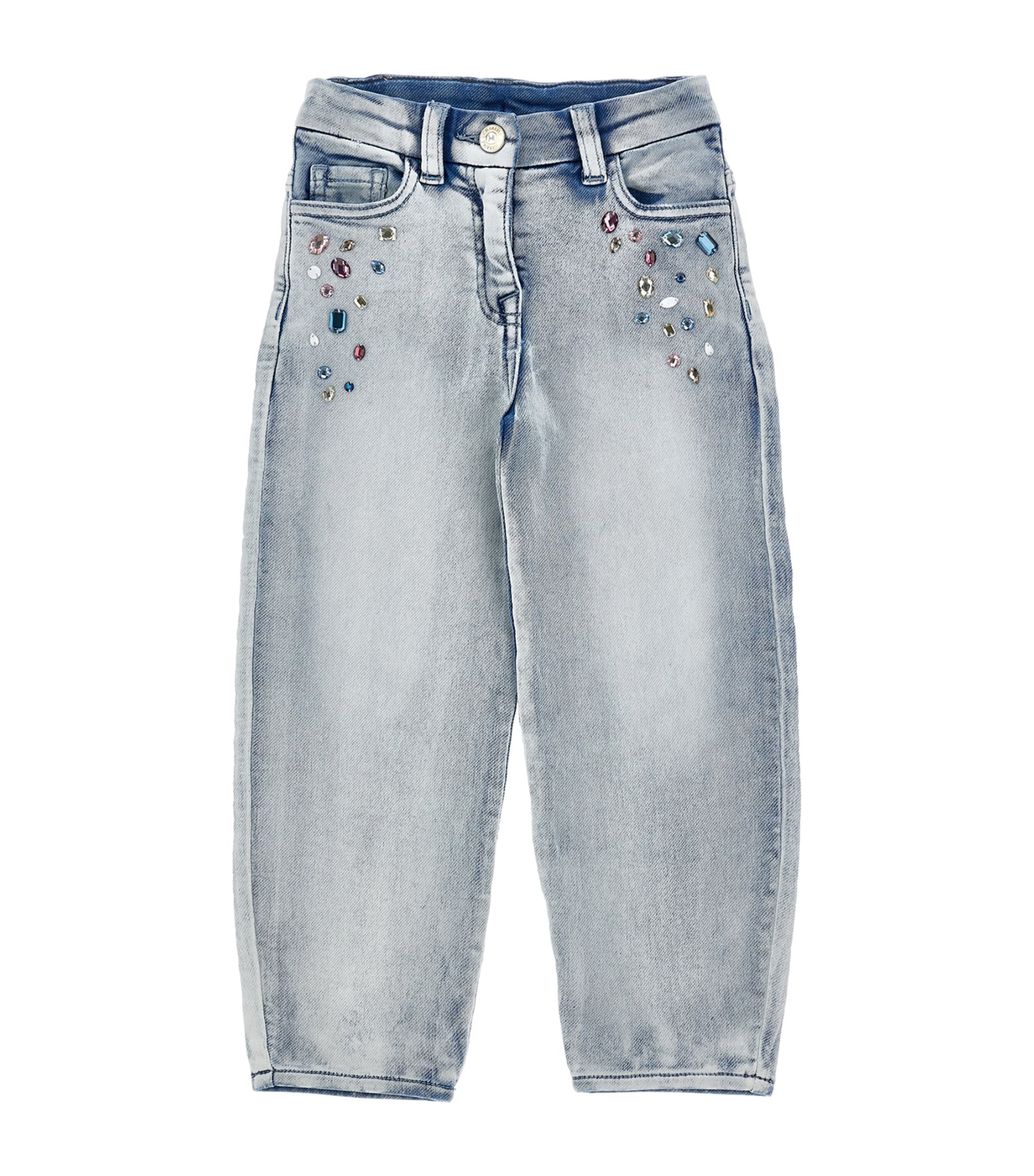 Monnalisa Gems-detail Jeans In Blue