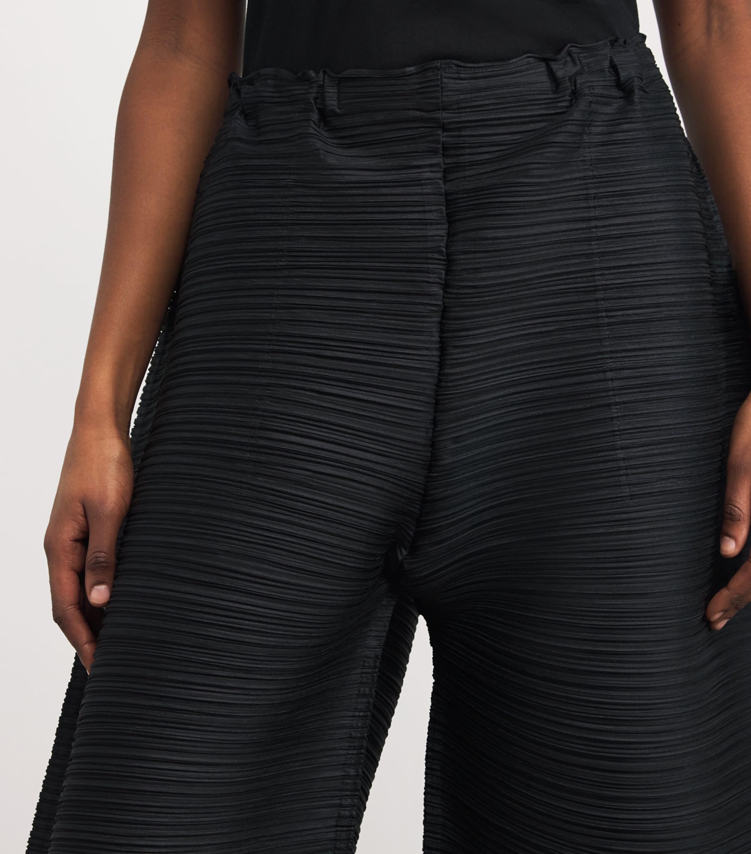 Pleats Please Issey Miyake Black Wide-Leg Thicker Bottoms 2