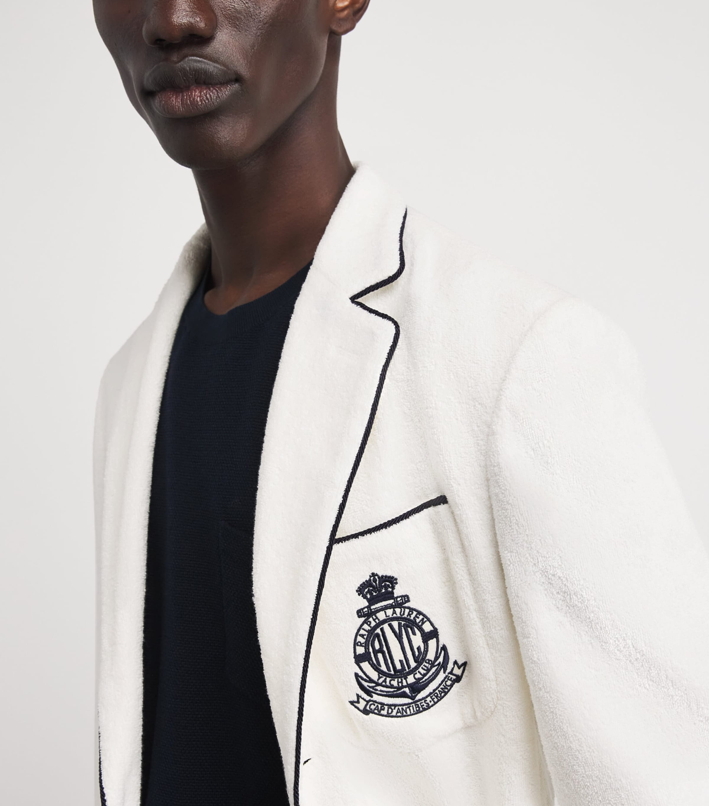 Ralph Lauren Purple Label Mens Terry Embroidered Blazer White Image 3