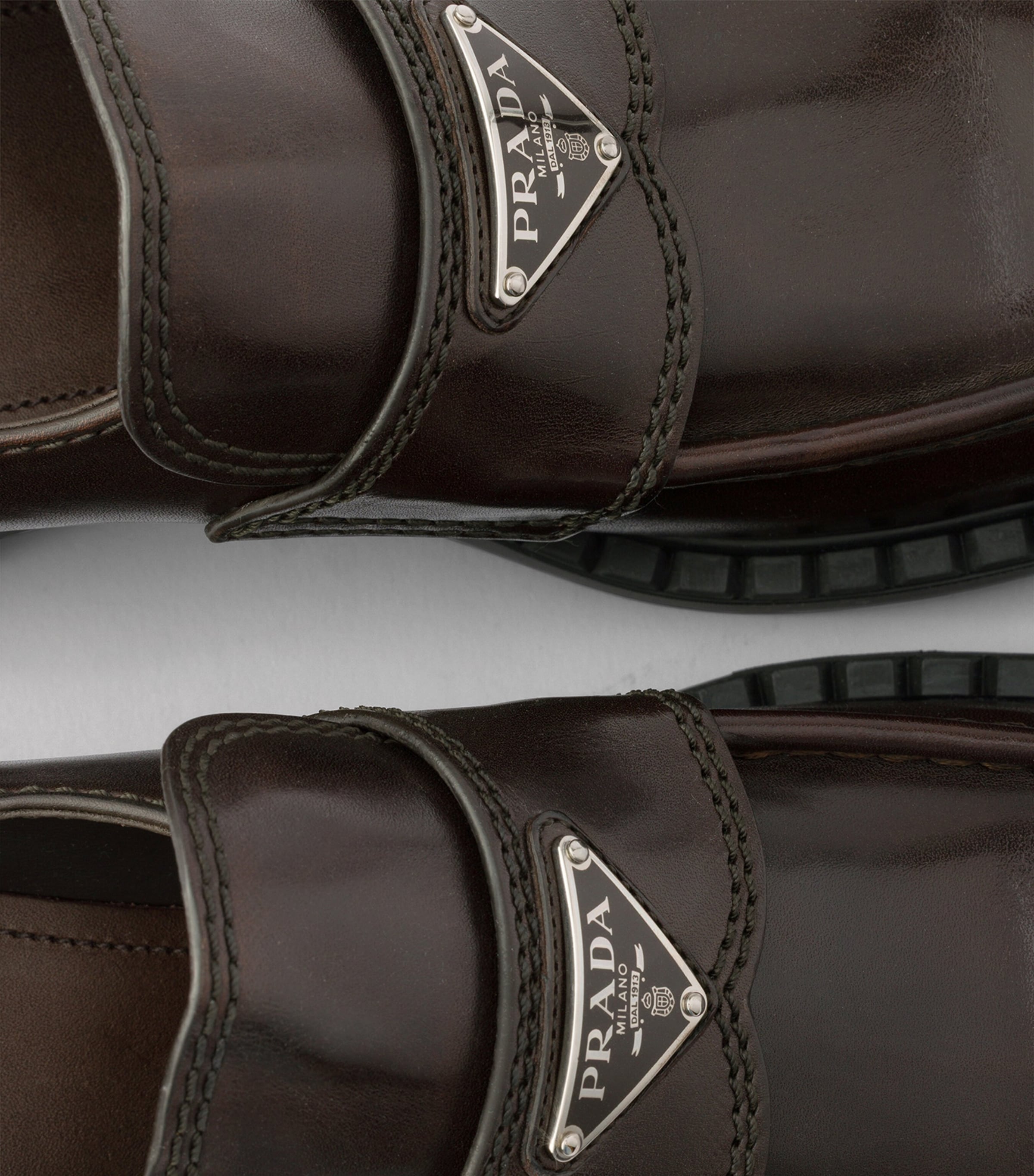 Prada Aged Leather Chunky Loafers Brown Image 5