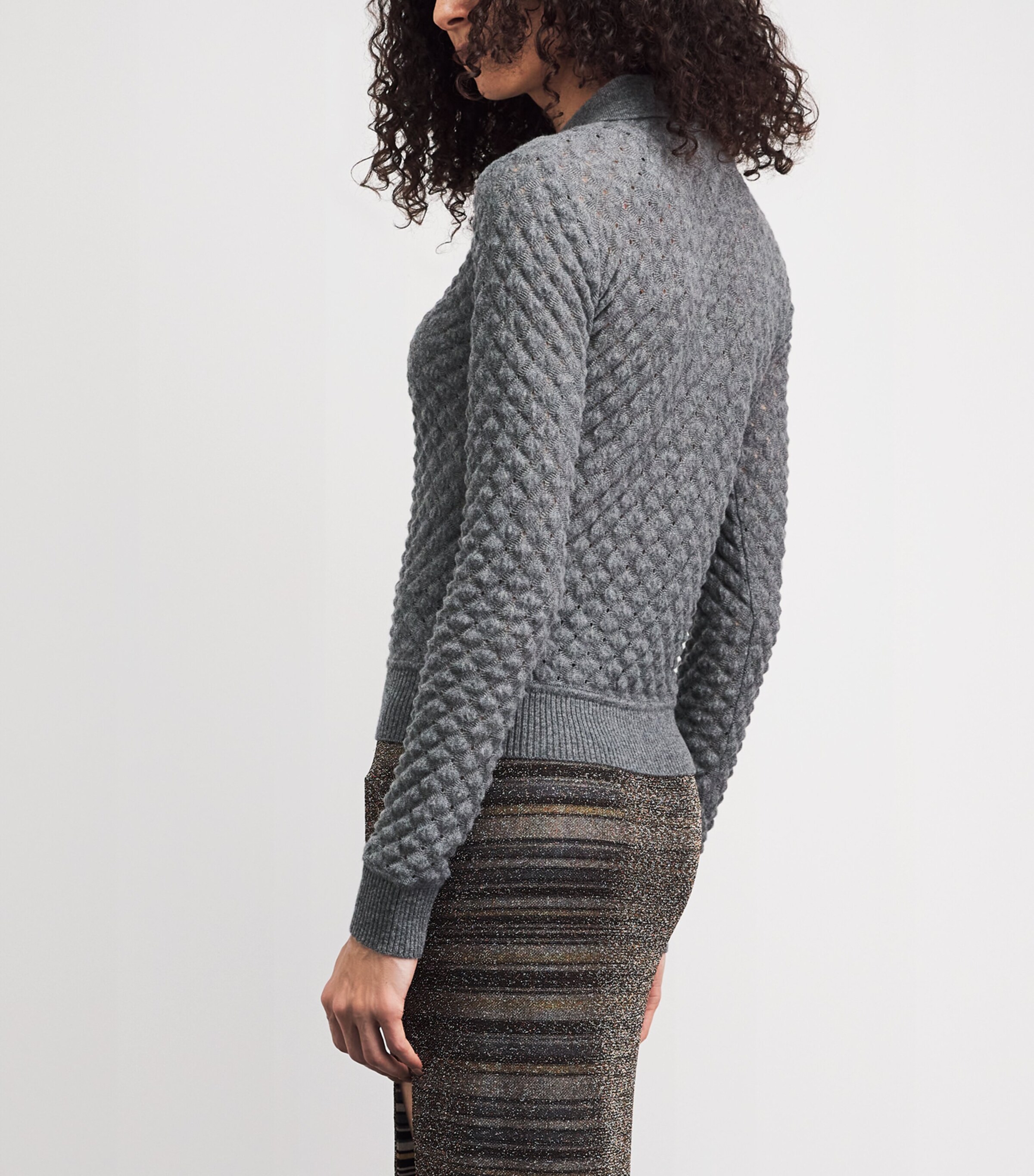 Missoni Womens Cashmere Polo Sweater Medium Grey Image 5