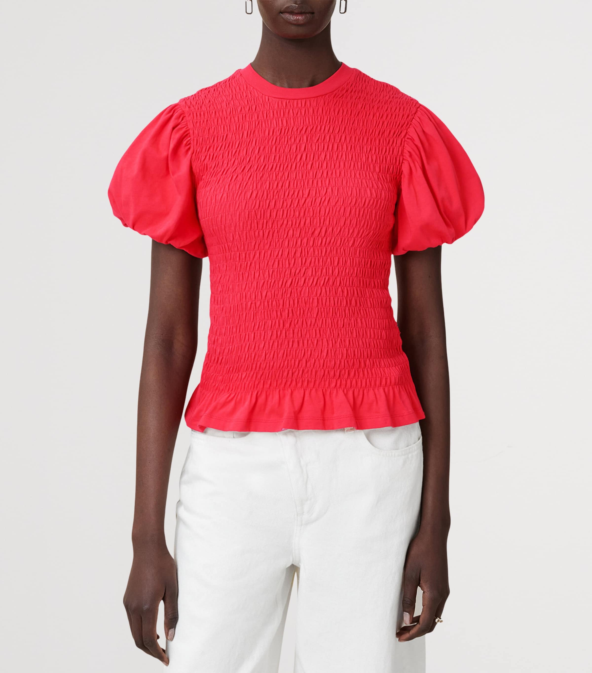 Smocked Dael Top CRIMSON RED Image 3