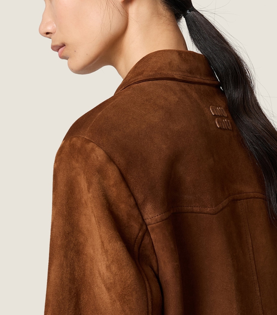 Miu Miu Womens Waxed Suede Jacket Brown Image 6