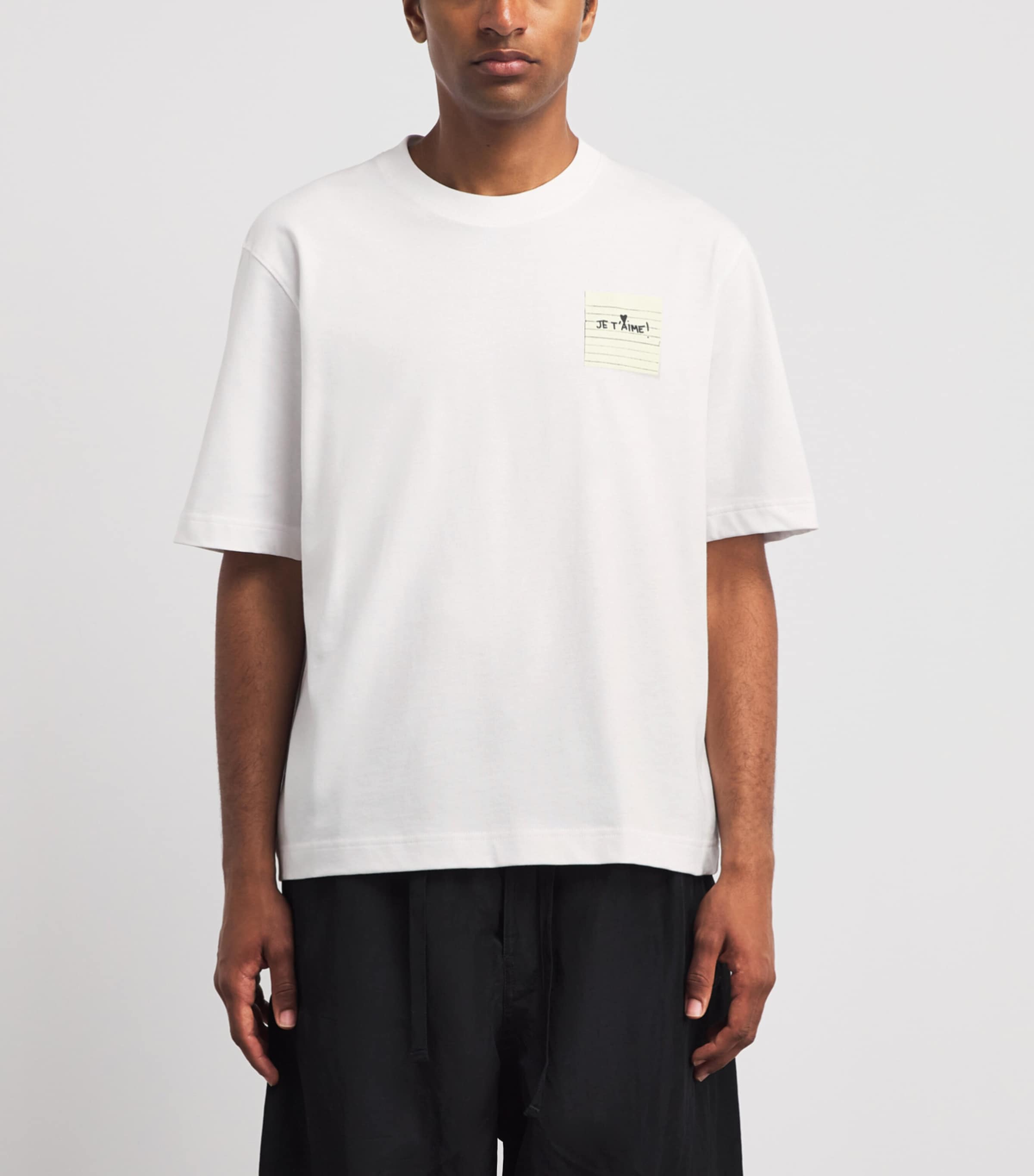 AMI Paris Mens Cotton Post It T-Shirt Blanc Image 4
