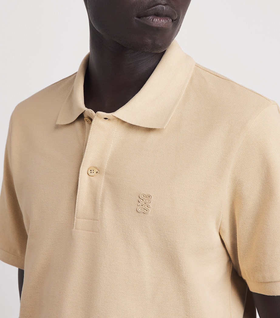 Sandro Paris Mens Cotton 4S Patch Polo Shirt Beige Image 3