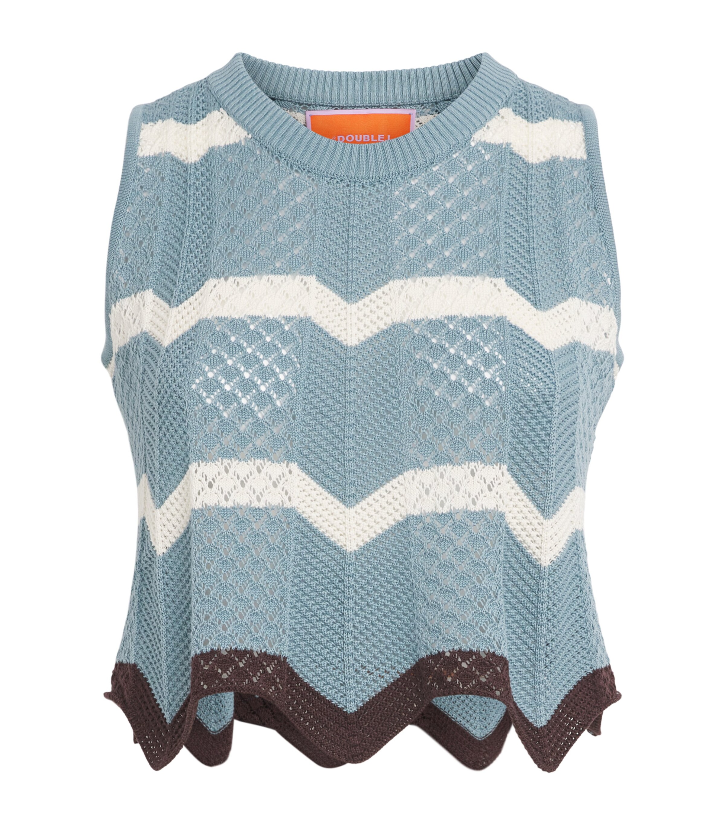 La Doublej Womens Cotton Chevron Sweater Bk/blu/ecr Image 1