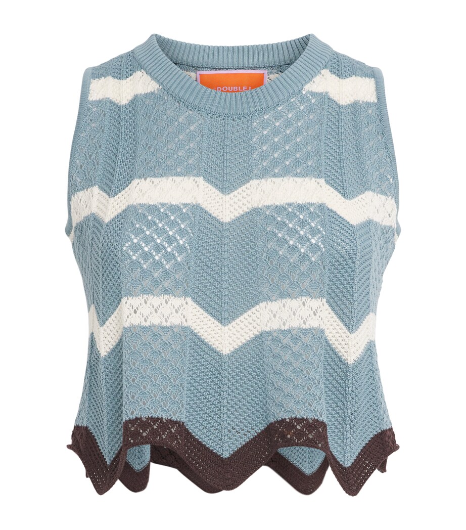 La Doublej Womens Cotton Chevron Sweater Bk/blu/ecr Image 1