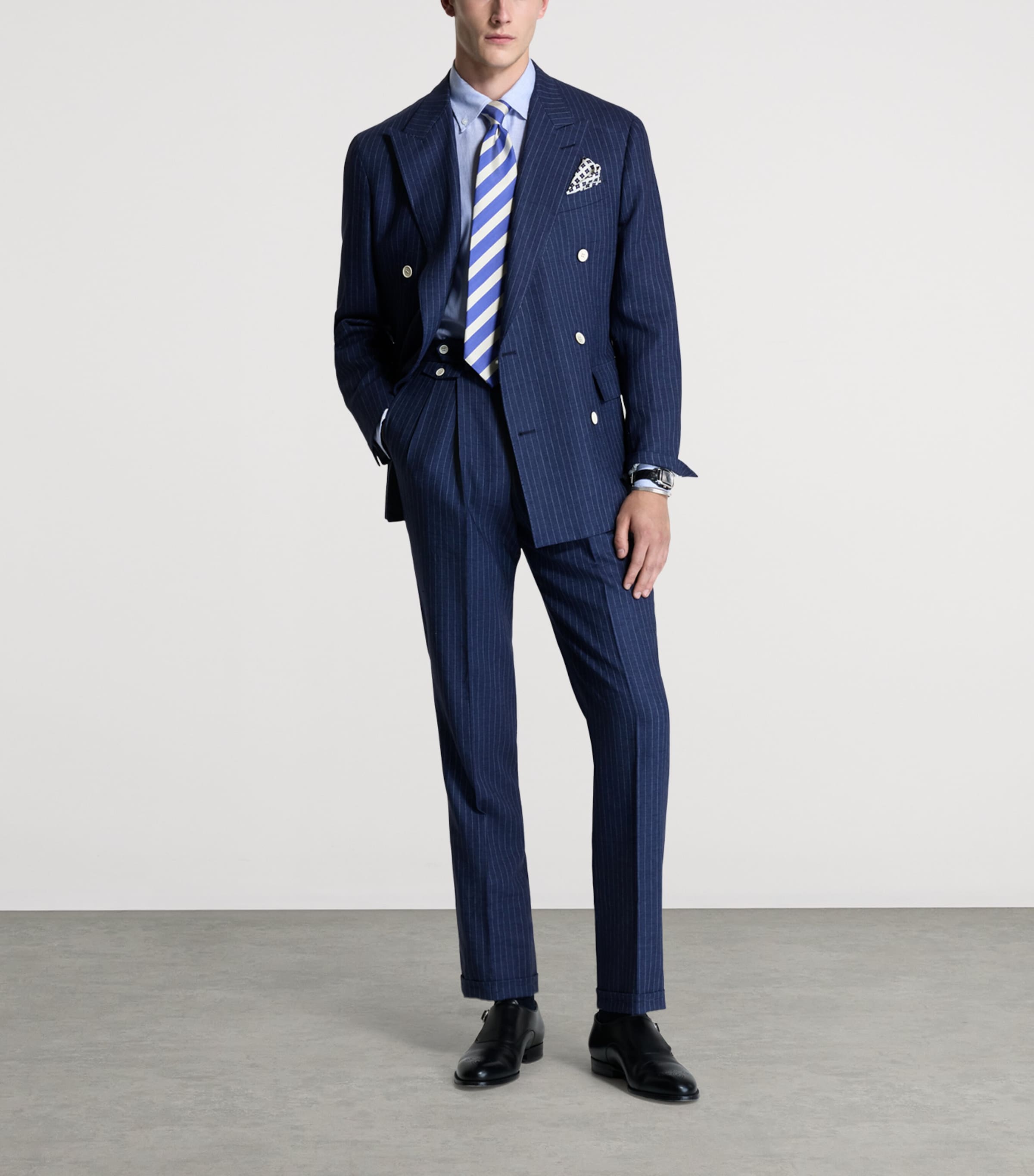 Dunhill Mens Linen Double-Breasted Blazer Image 2