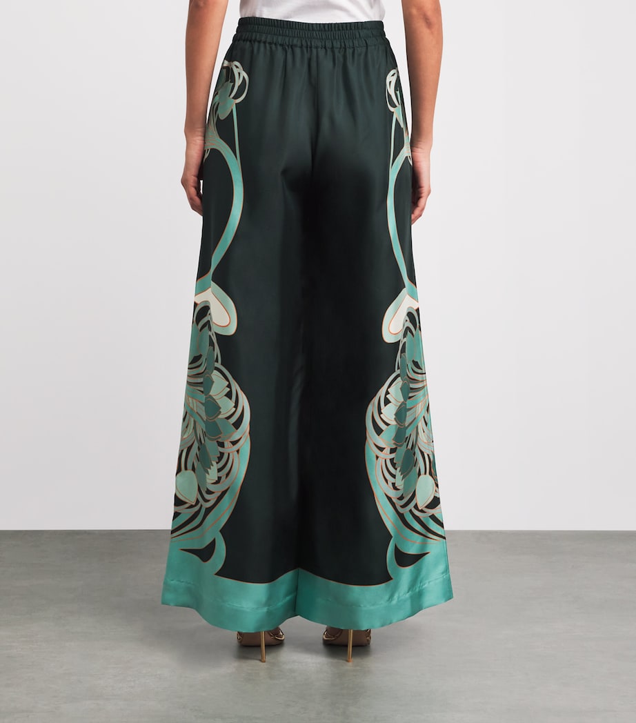 La Doublej Womens Silk Wide-Leg Palazzo Trousers Tulp Plac Image 5