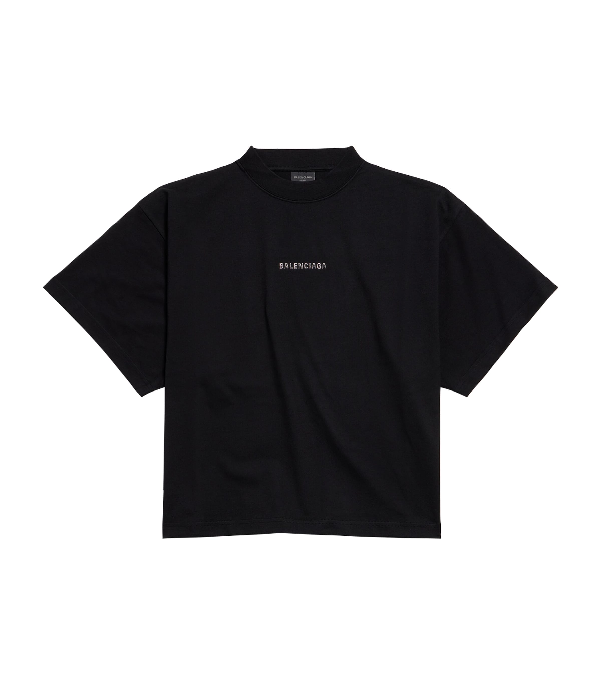Balenciaga Black Rhinestone-Logo Cropped T-Shirt | Harrods US