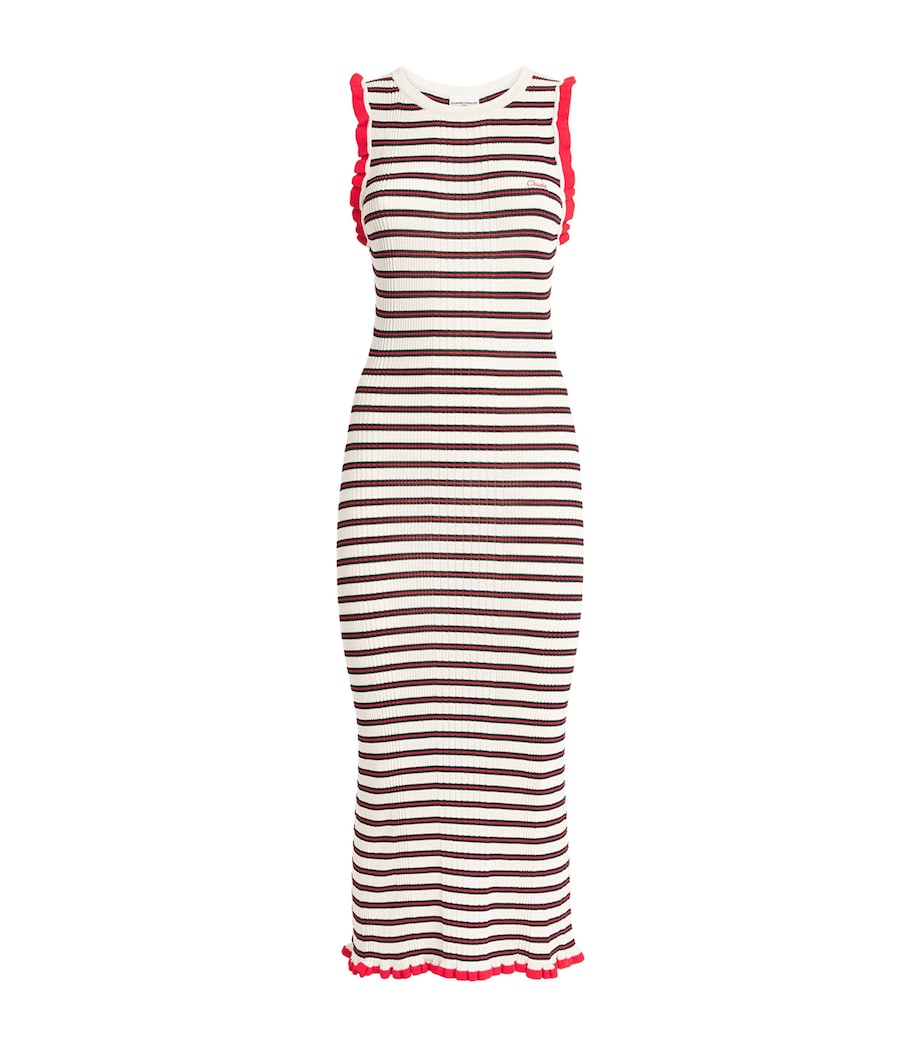 Stripe Midi Knitted Dress RED Image 1
