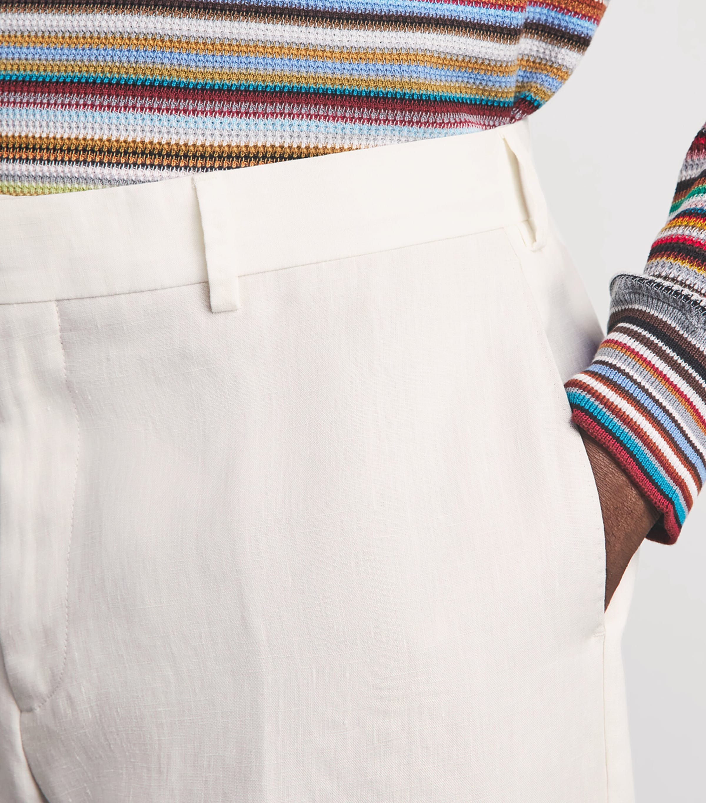 Paul Smith Mens Linen Straight Trousers White Image 3