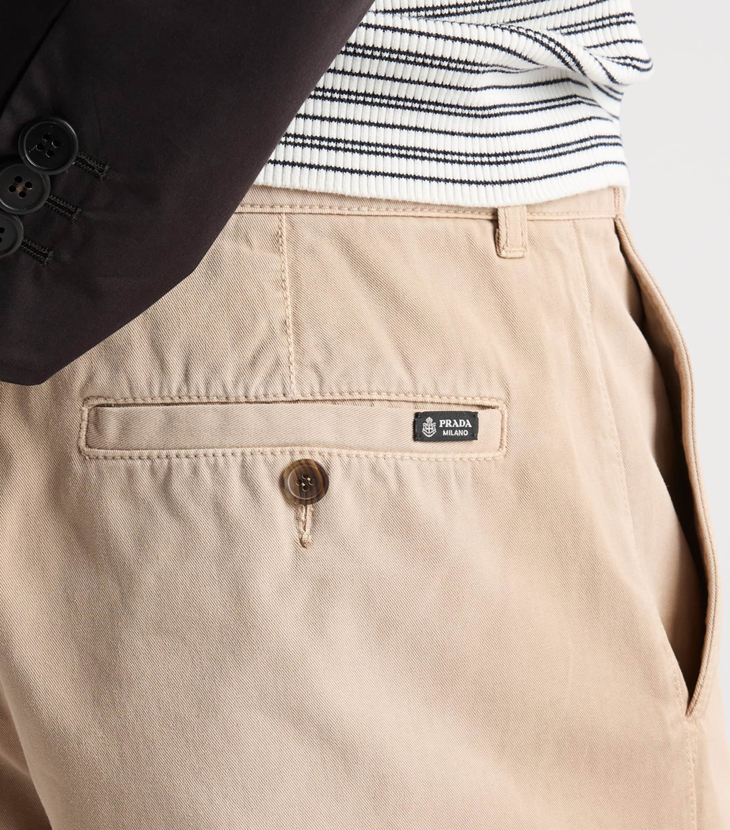 Prada Mens Cotton Gabardine Trousers Neutral Image 4