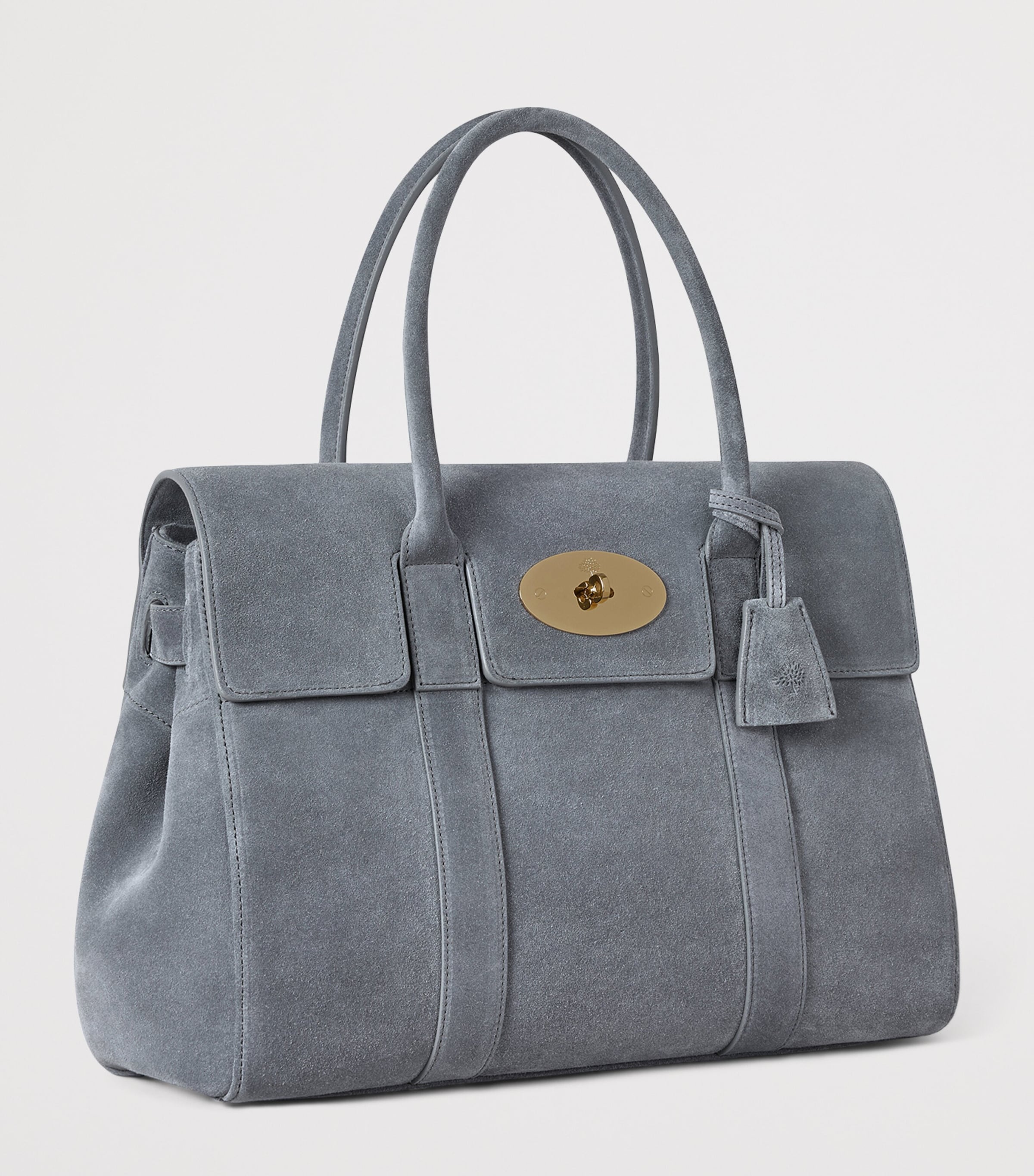 Mulberry Suede Bayswater Top-Handle Bag Foggy Grey Image 3