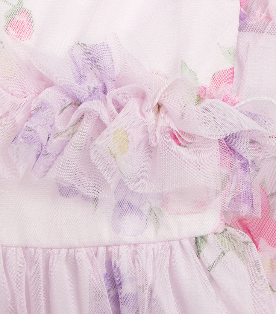 Monnalisa Tulle Floral Ruffle Dress (2-12 Years) Pink Fairytale Image 3