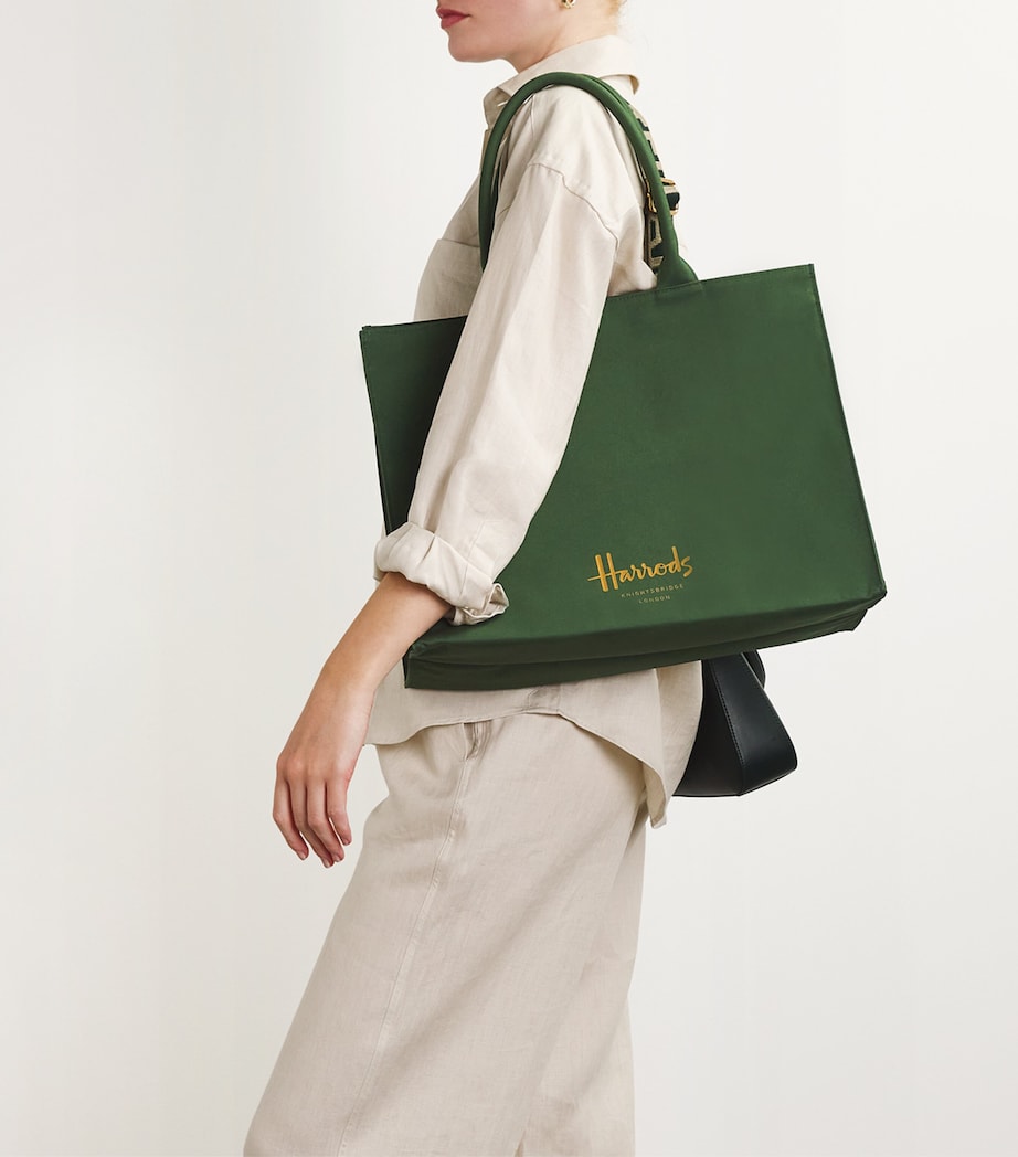 Large Cotton Logo Tote Bag DARK GREEN Image 2
