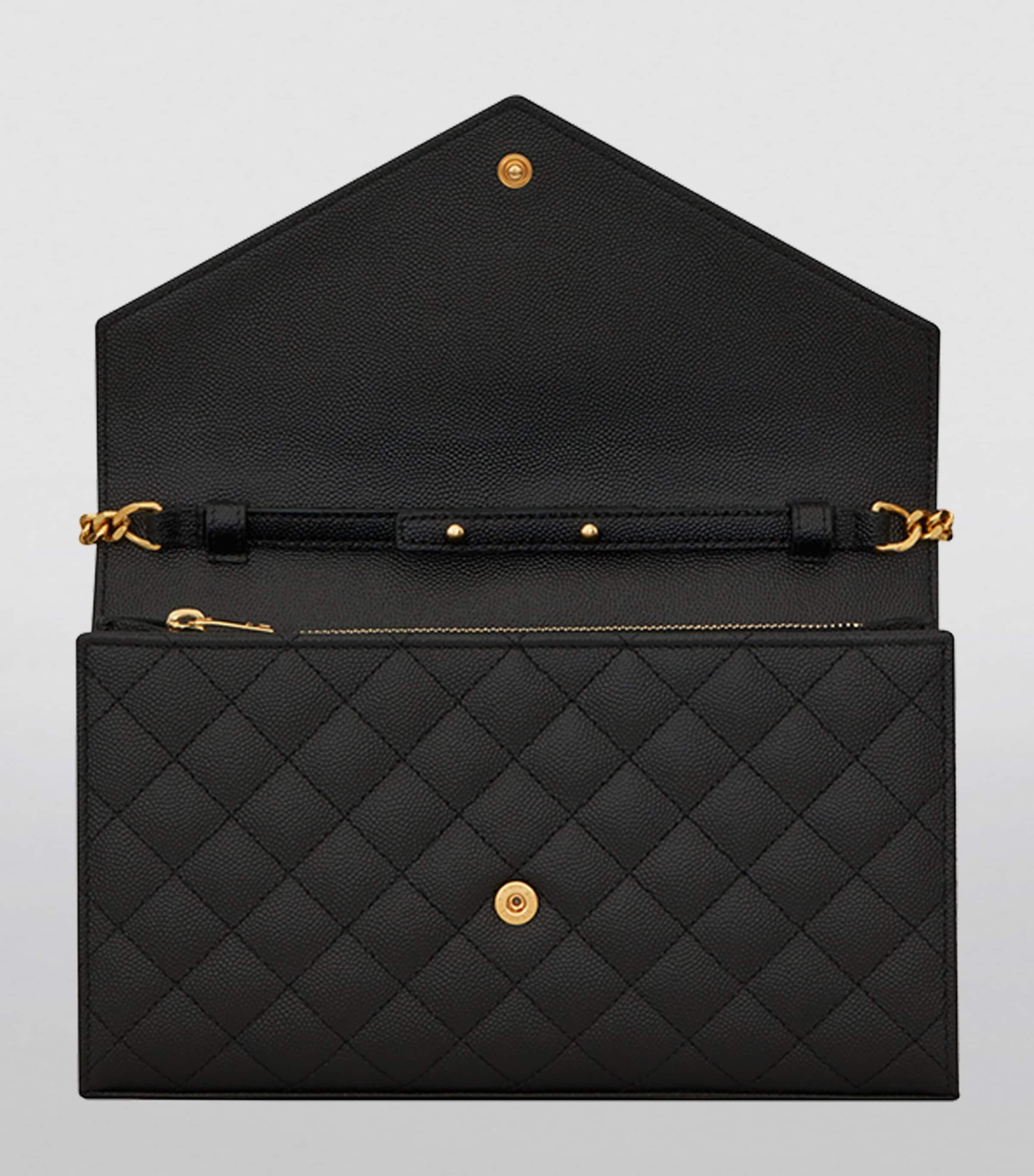 【Saint Laurent】Mix Matelasse Chain Wallet Shoulder Bag YVES SAINT LAURENT Mixed Matelasse Leather Black Chain Wallet