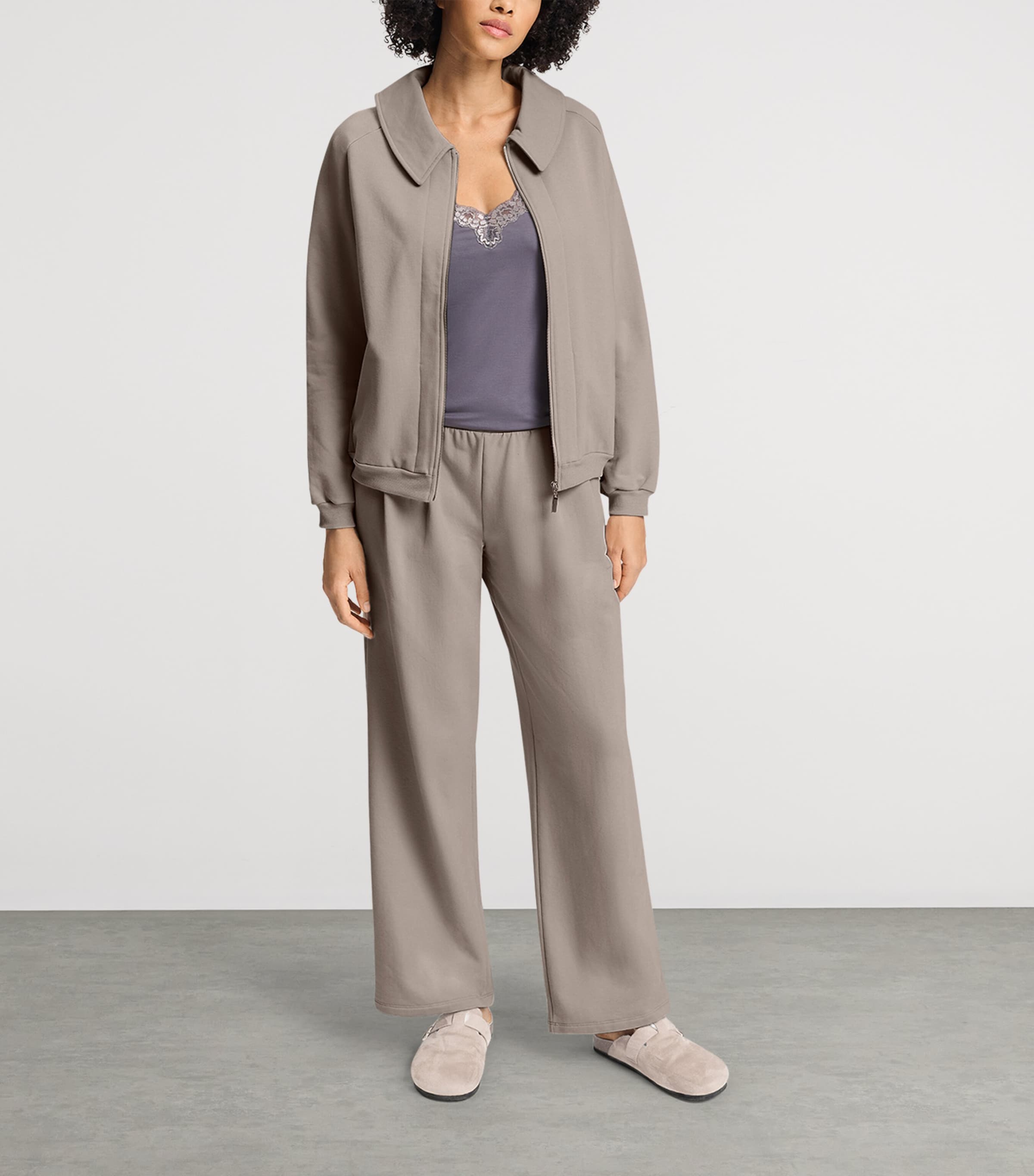 Hanro Womens Cotton Natural Living Cardigan Rose Grey Image 2
