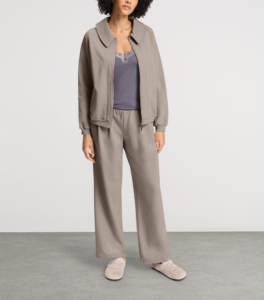 Hanro Womens Cotton Natural Living Cardigan Rose Grey Image 2