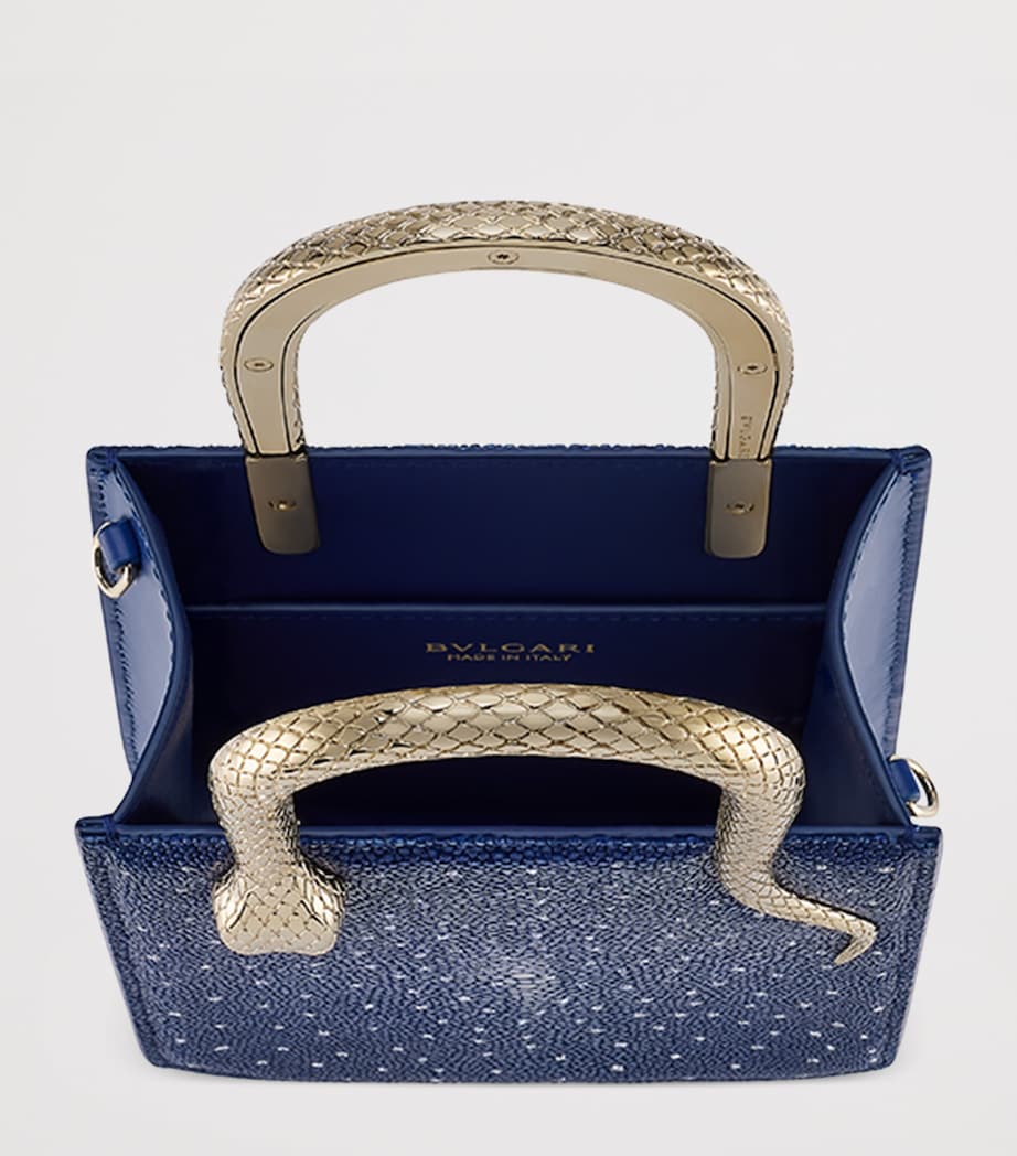 Mini Galuchat Leather Serpentine Tote Bag BLUE Image 3
