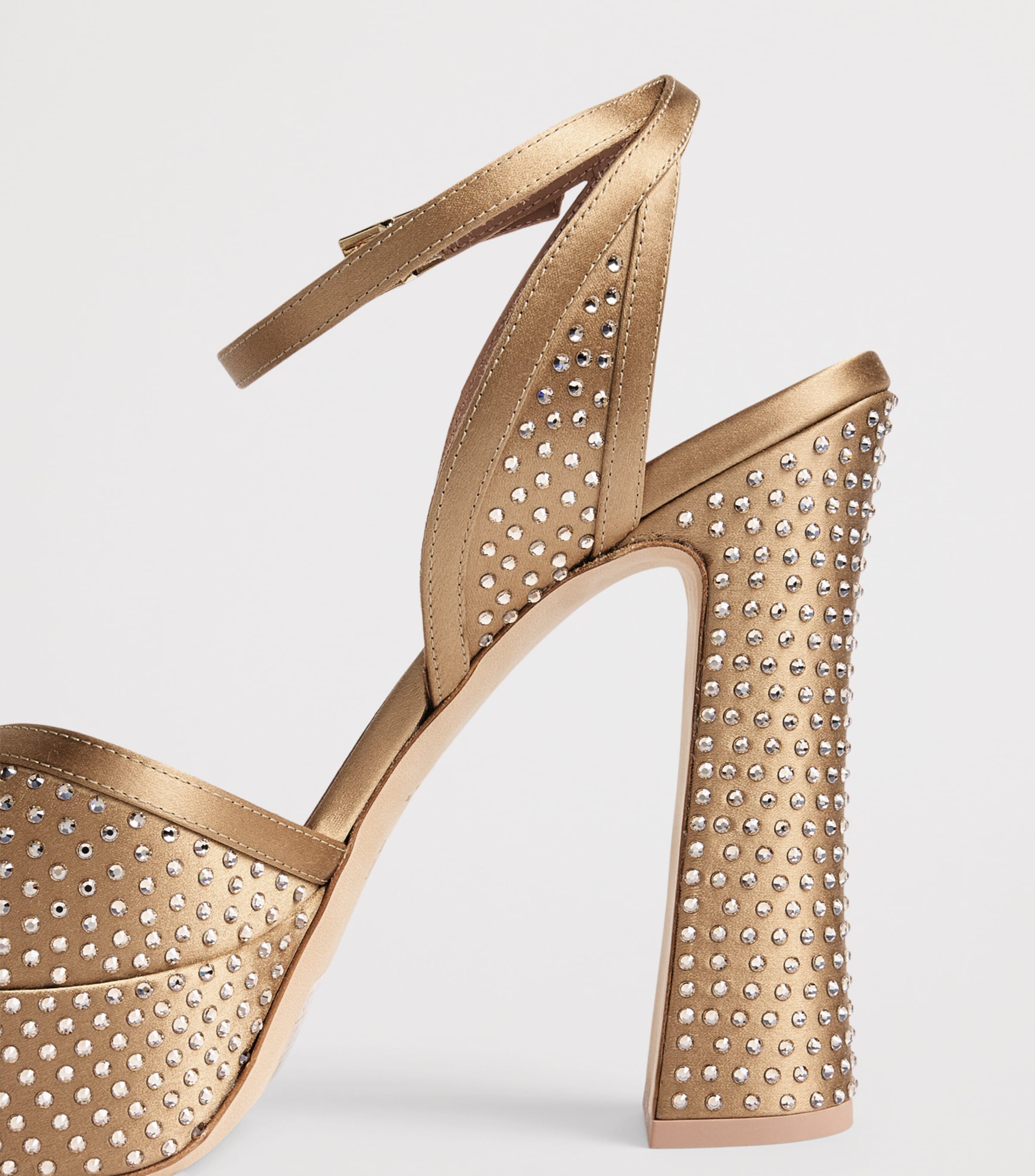Malone Souliers Satin Embellished Sylvie Platform Sandals 125 Antique Gold Image 7