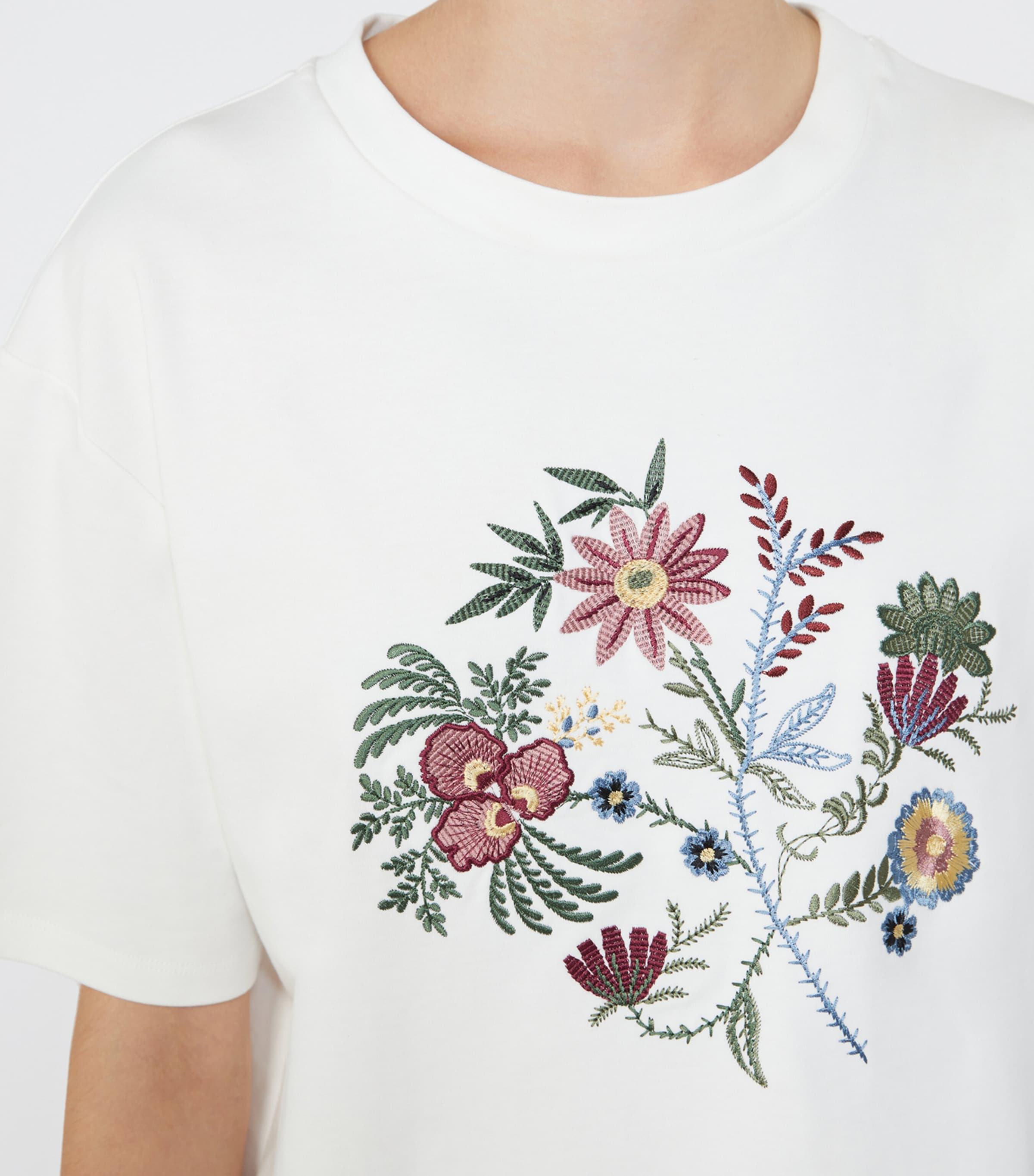 Weekend Max Mara Womens Cotton Floral-Embroidered T-Shirt White Image 6
