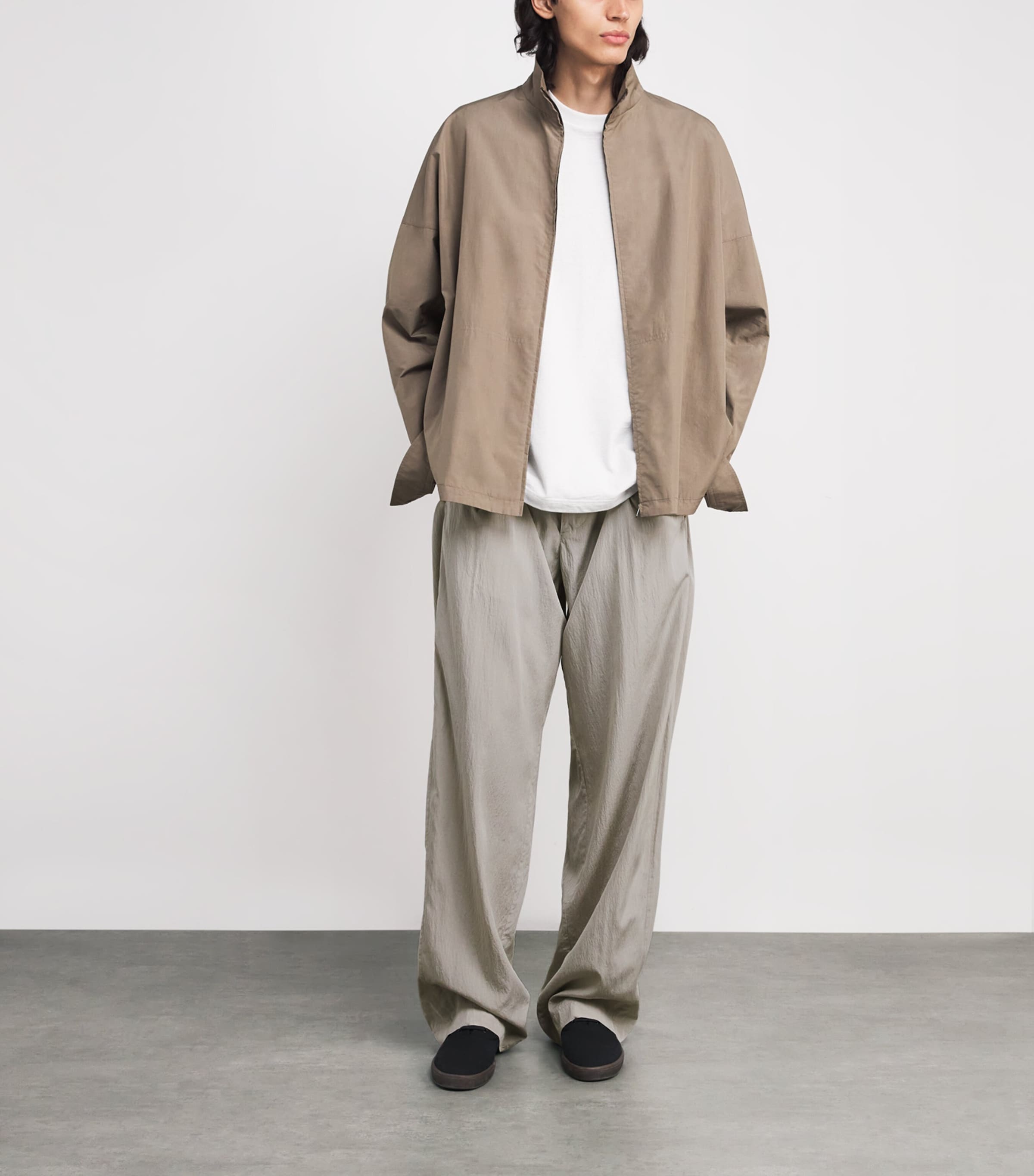 The Row Mens Malaya Silk-Blend Trousers Smoke Grey Image 2
