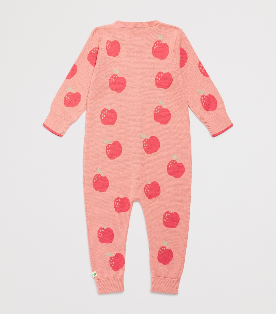 the bonnie mob Red Organic Cotton Apple Knit Playsuit (0-24 Months