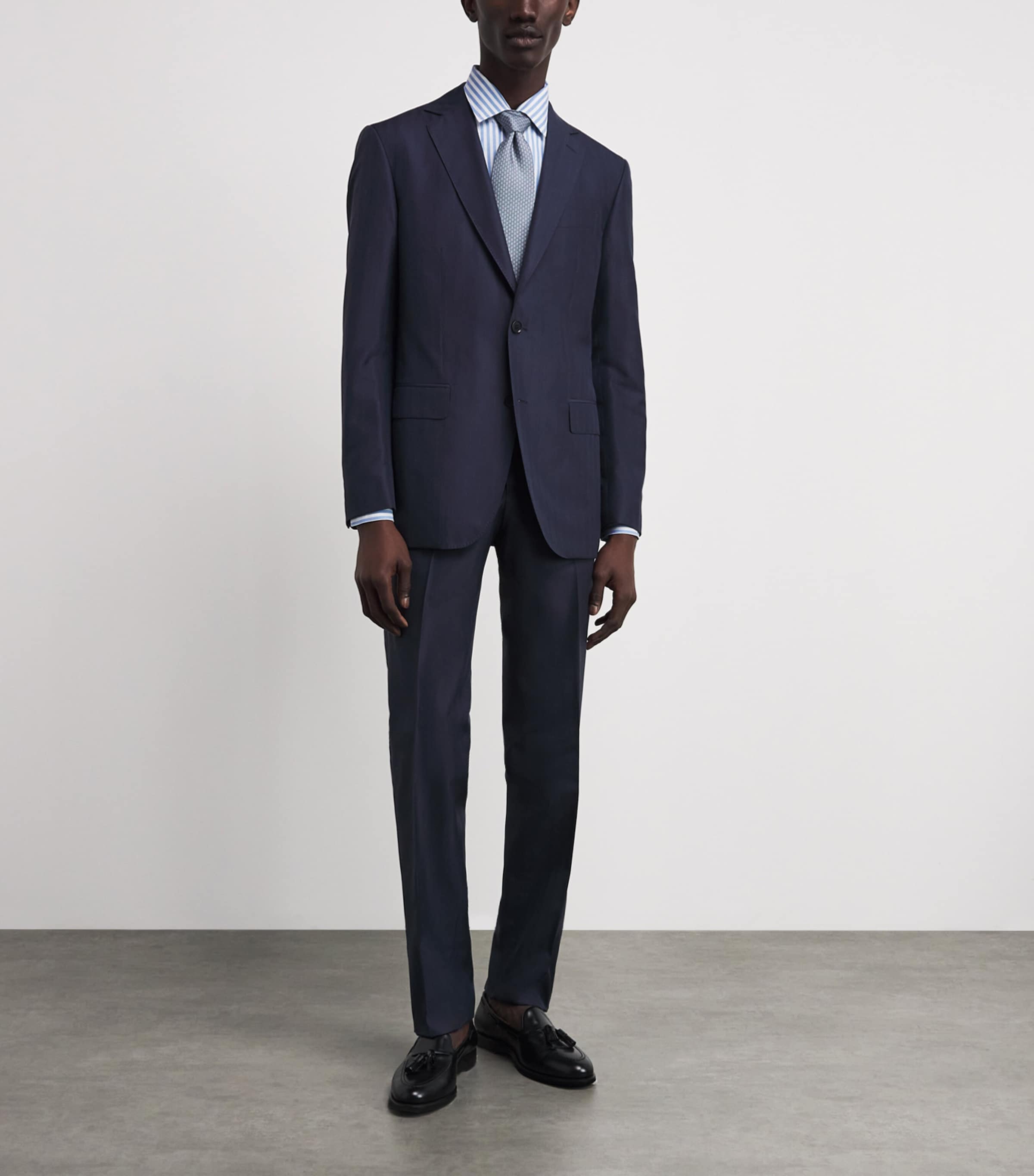 Brioni Mens Cotton-Linen Stripe Shirt Image 2