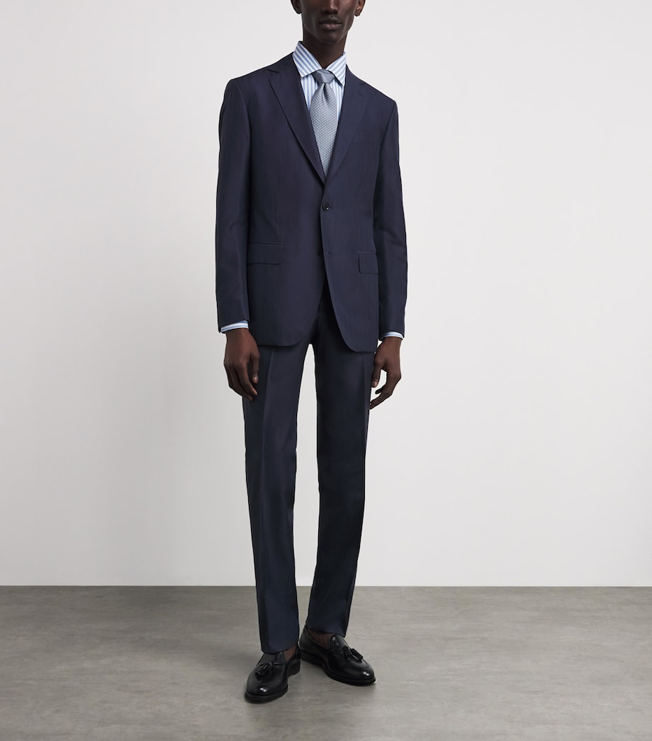Brioni Mens Cotton-Linen Stripe Shirt Image 2