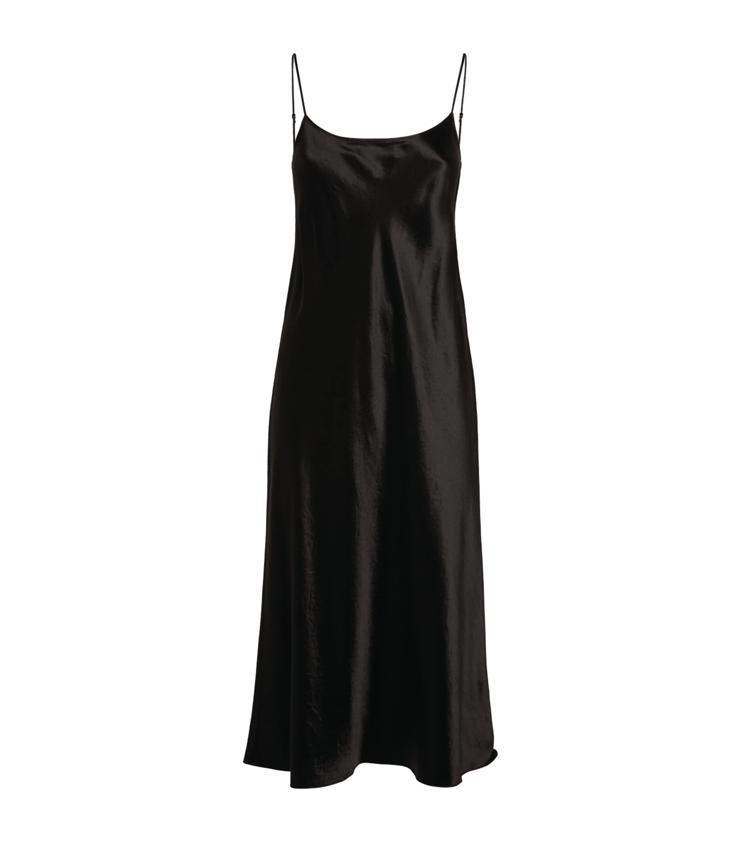 Vince Hammered Satin Slip Dress In Black