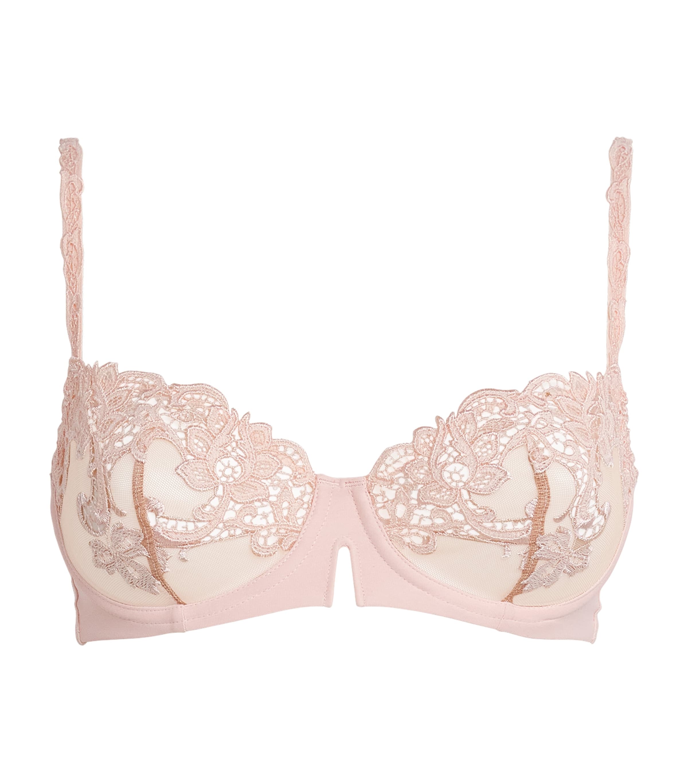 Simone Perele Womens Lace Saga Half-Cup Bra Rose Nude Image 1