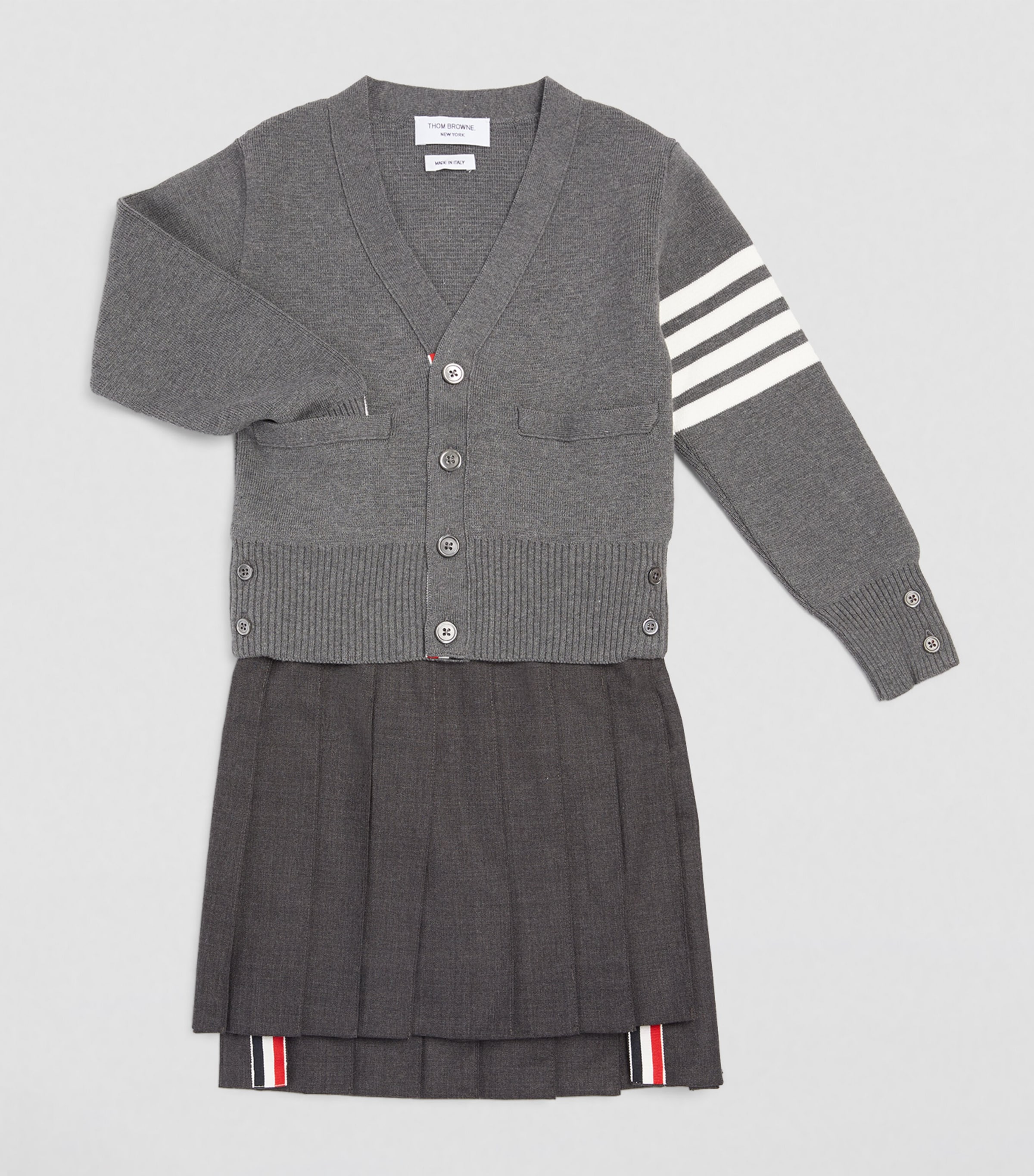 Thom Browne Kids Wool Pleated Skirt (2-12 Years) Dark Grey Image 2