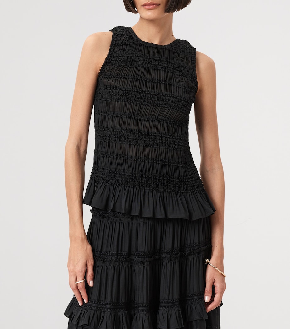 Shirred Marion Sleeveless Top BLACK Image 5