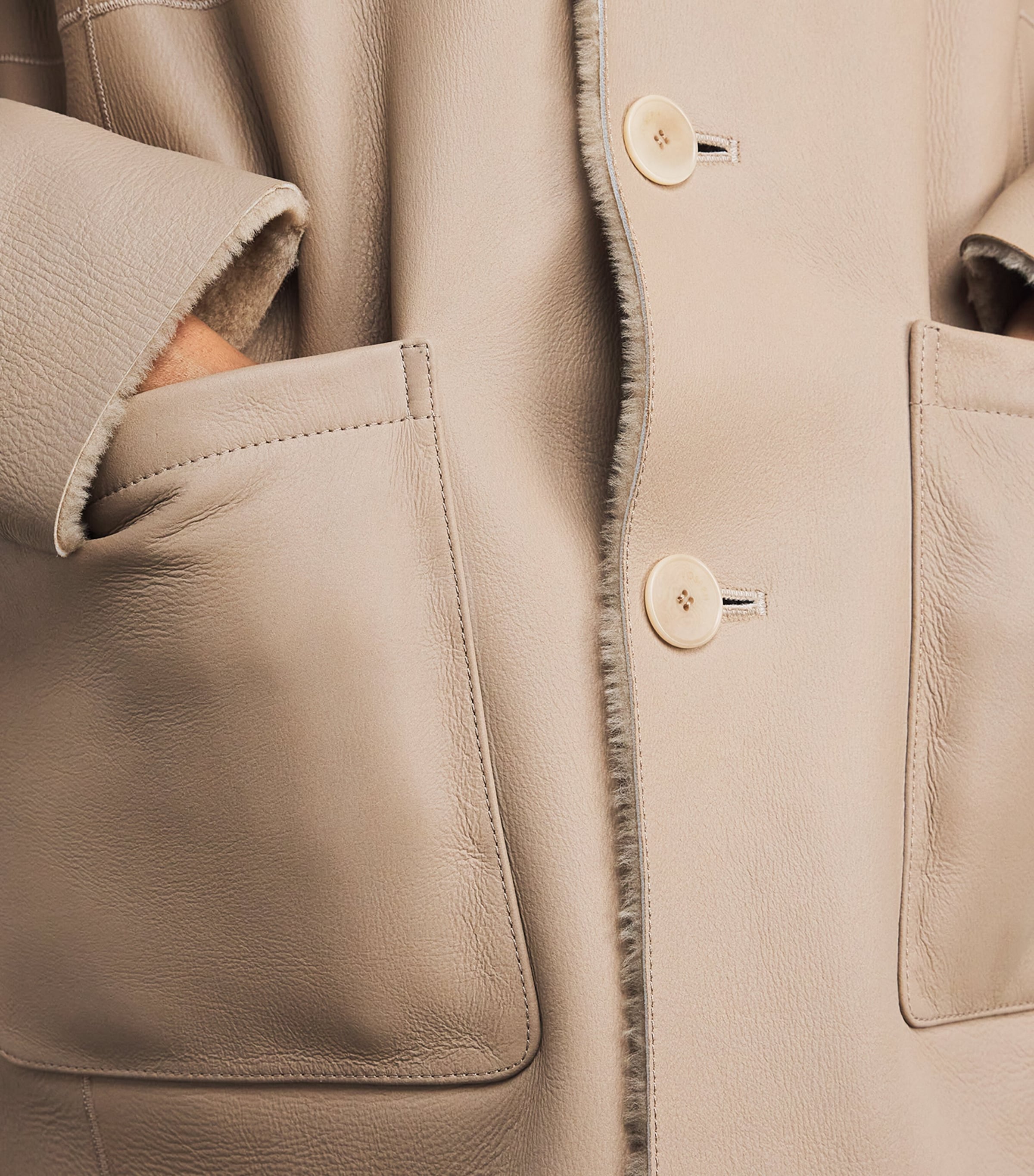 Shearling Reversible Brittany Coat POWDER Image 7