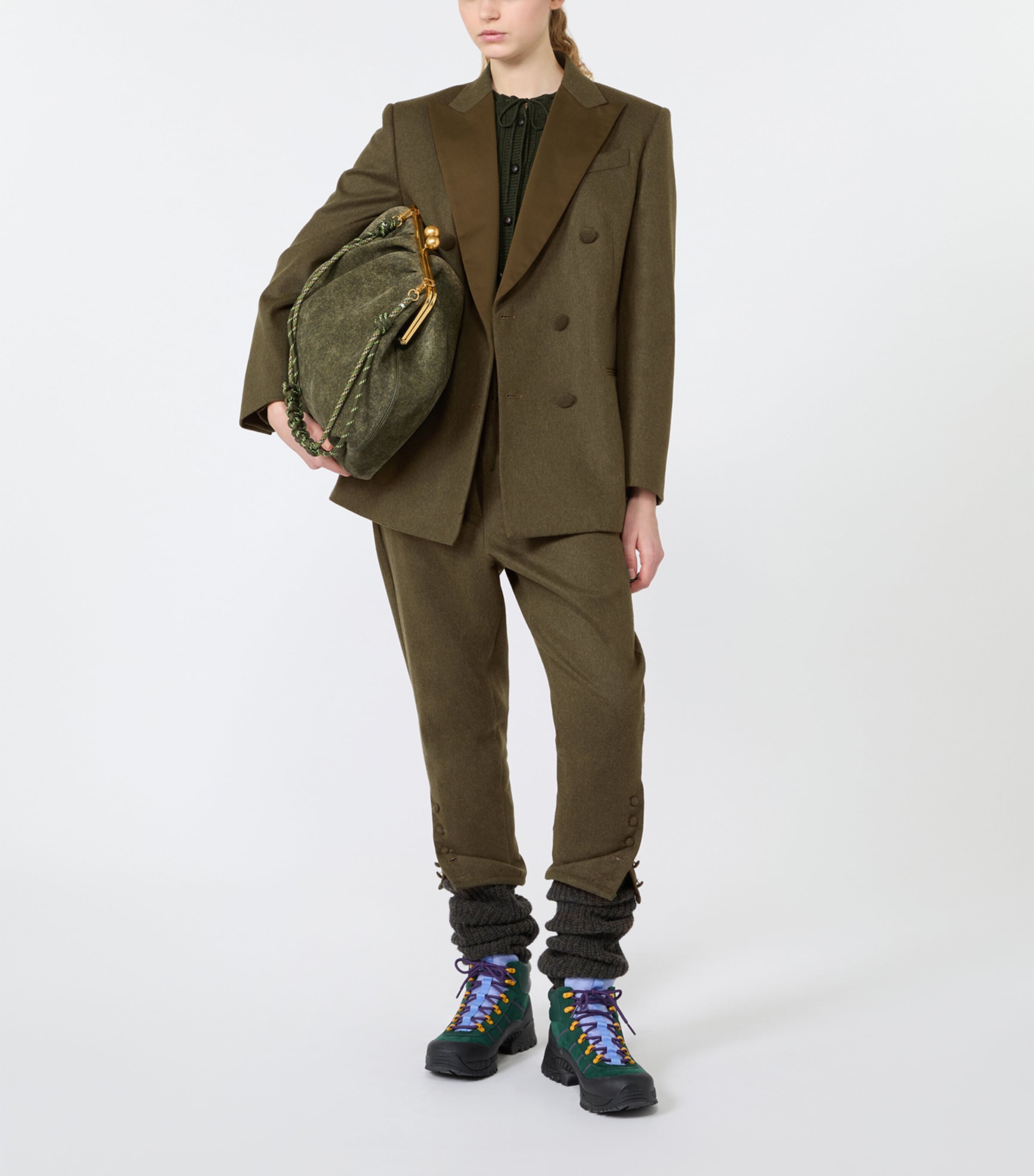 Weekend Max Mara Womens Virgin Wool-Blend Blazer Moss Green Image 2