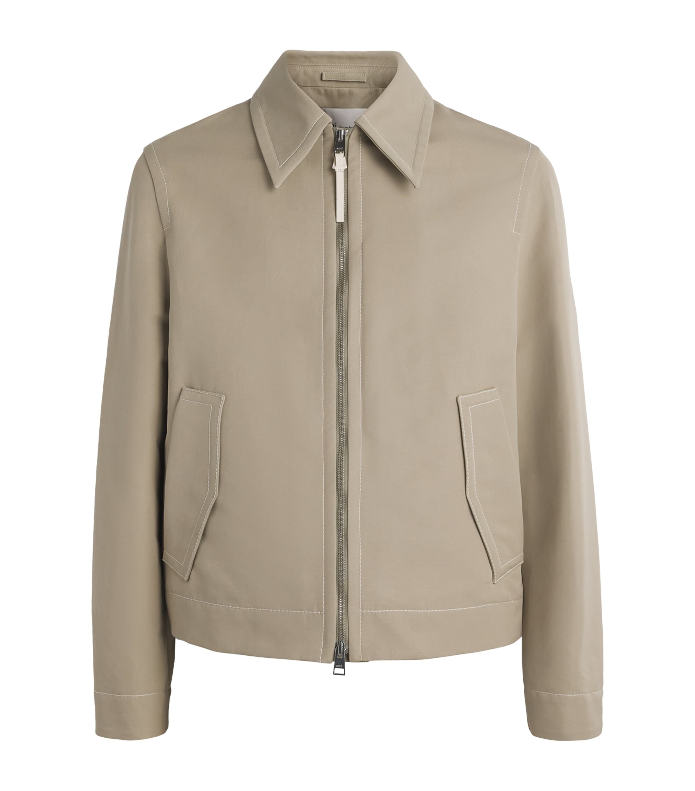 AMI Paris Mens Cotton-Sateen Cropped Jacket Beige Taupe Image 1