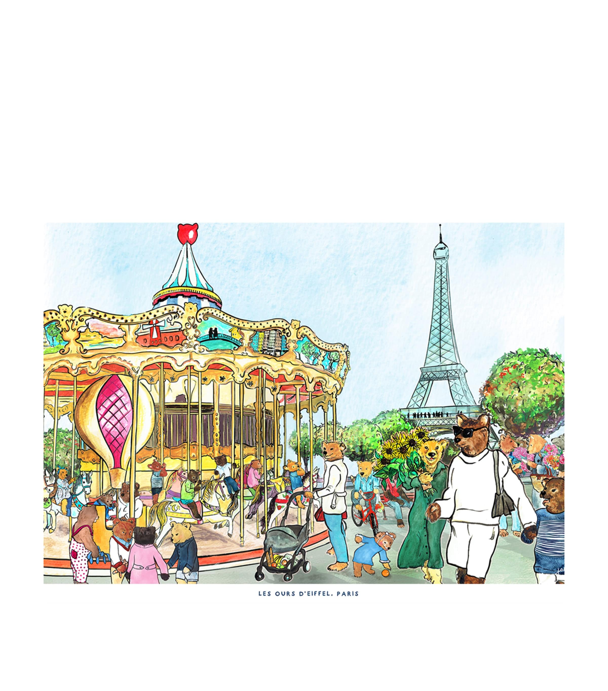 Jo Laing Les Ours D'eiffel Paris A3 Print