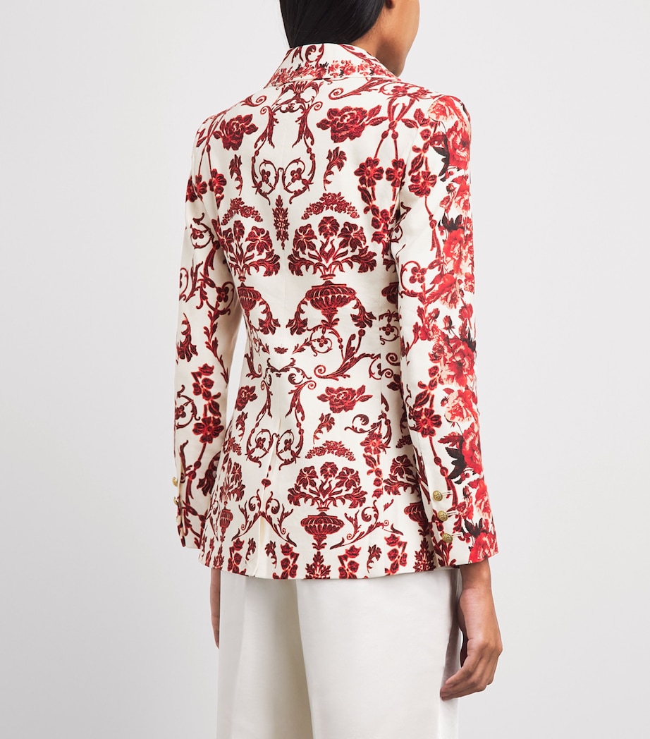 Alice+Olivia Womens Linen-Blend Printed Macey Blazer Winding Road Image 5