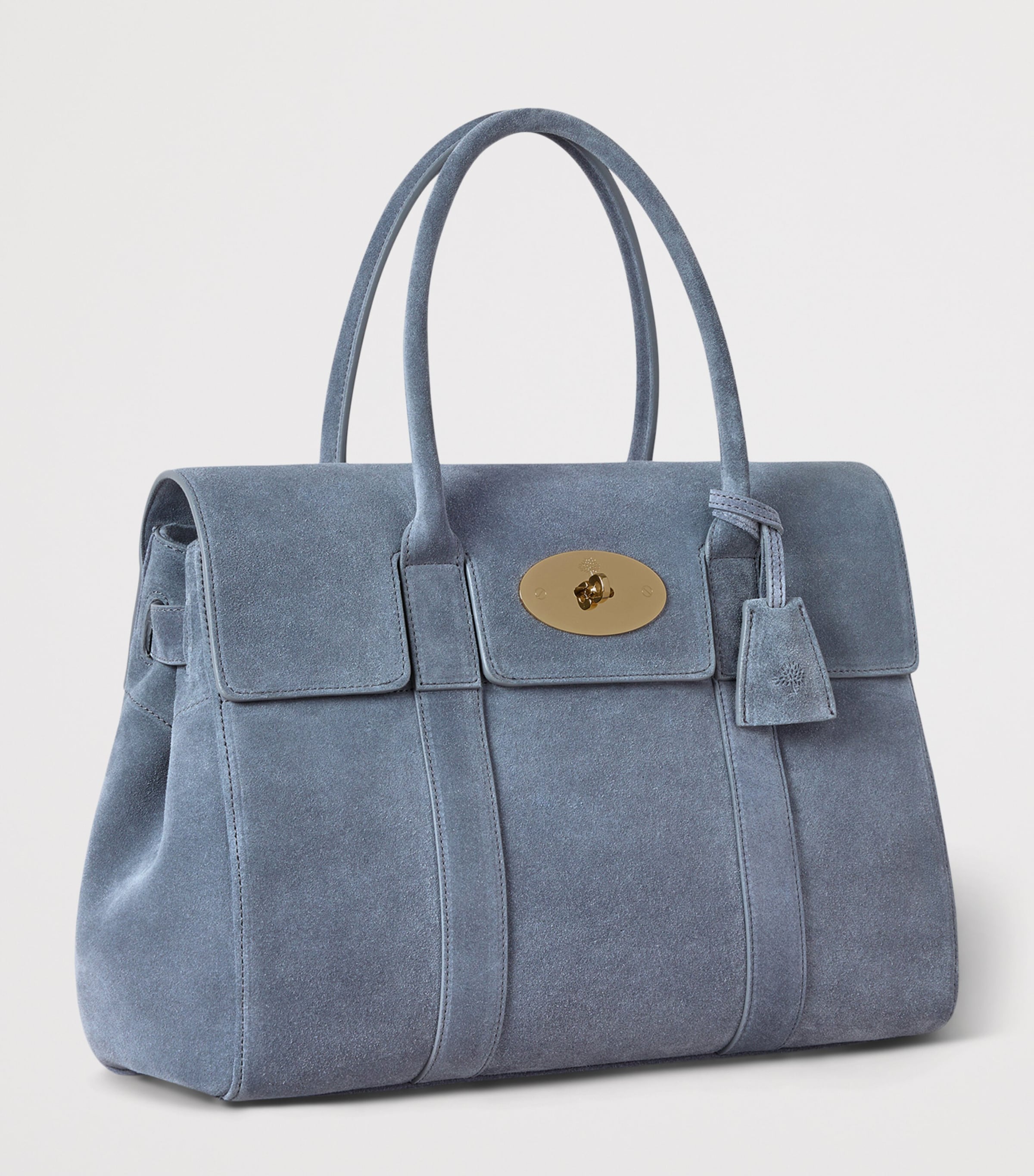 Mulberry Suede Bayswater Top-Handle Bag Foggy Grey Image 2