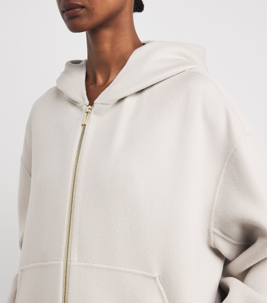 Virgin Wool Hooded Coat IVORY Image 6