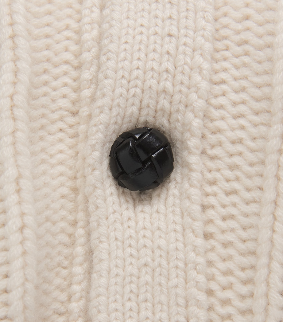 Cashmere The Cable Knit Cardigan CREAM Image 5