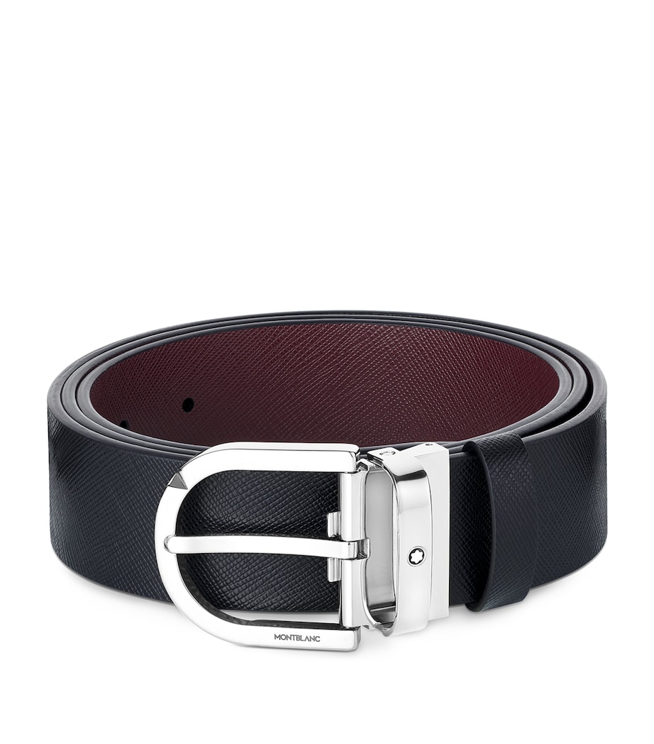 Leather Reversible Horseshoe Belt BLACK/BURGUNDY Image 1