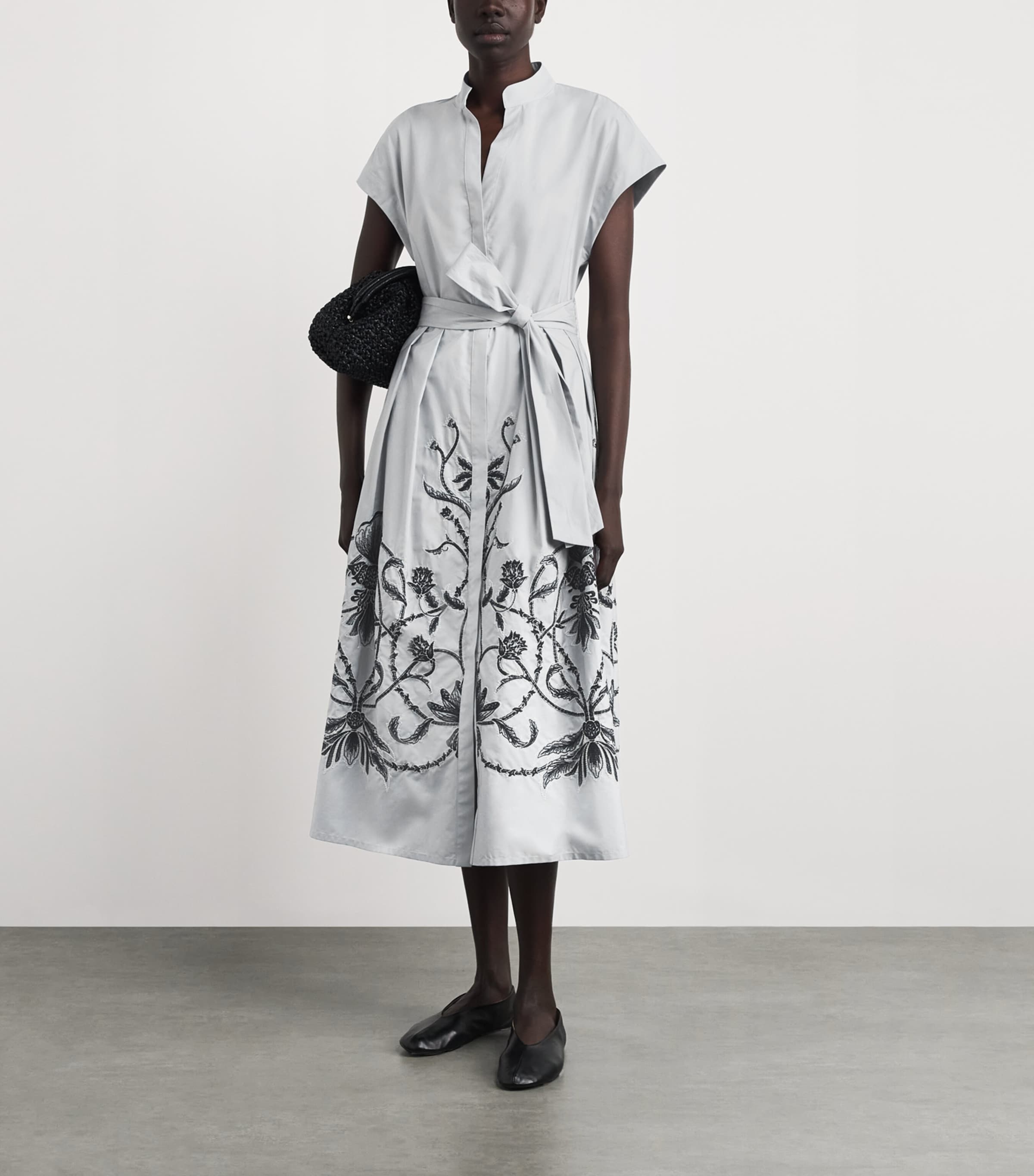Eleventy Womens Cotton Embroidered Midi Shirt Dress Nuvola Image 2